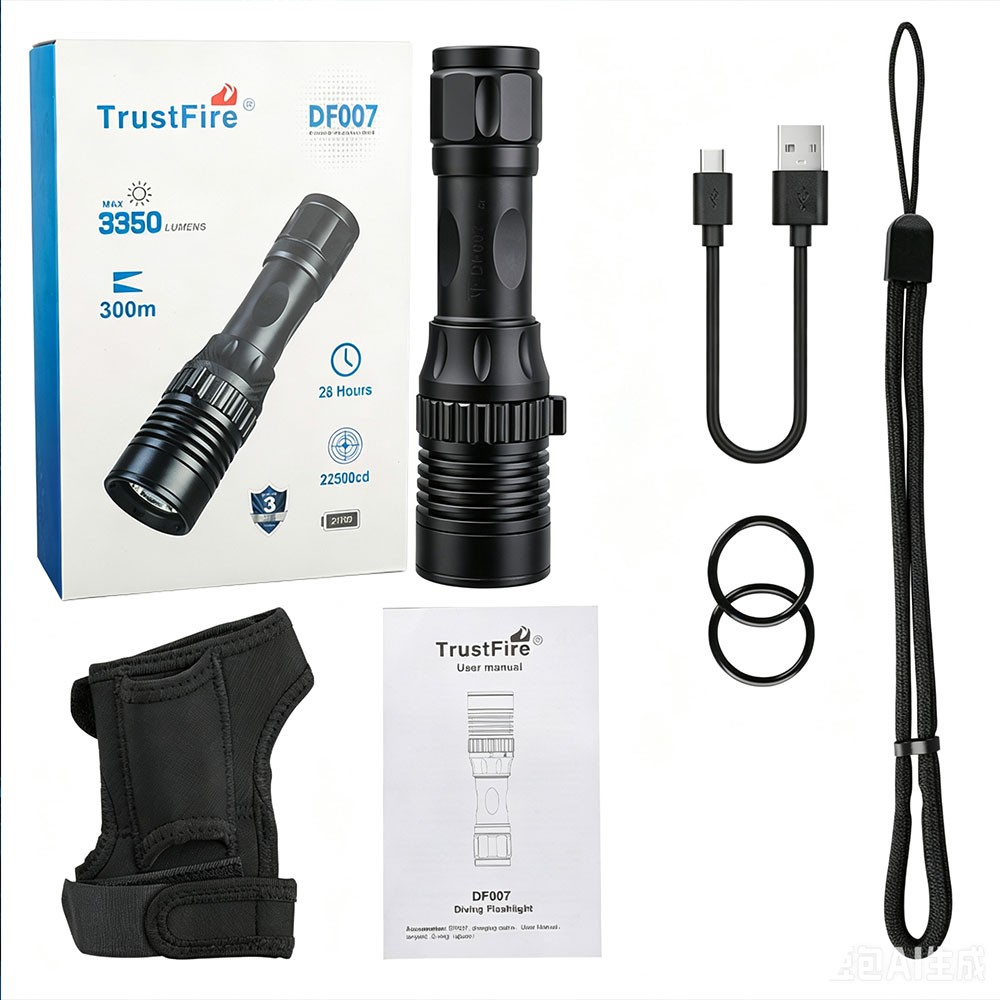 Trustfire DF007 Diving Flashlight 3350 Lumen 100M Depth 3 Modes Scuba Dive Light