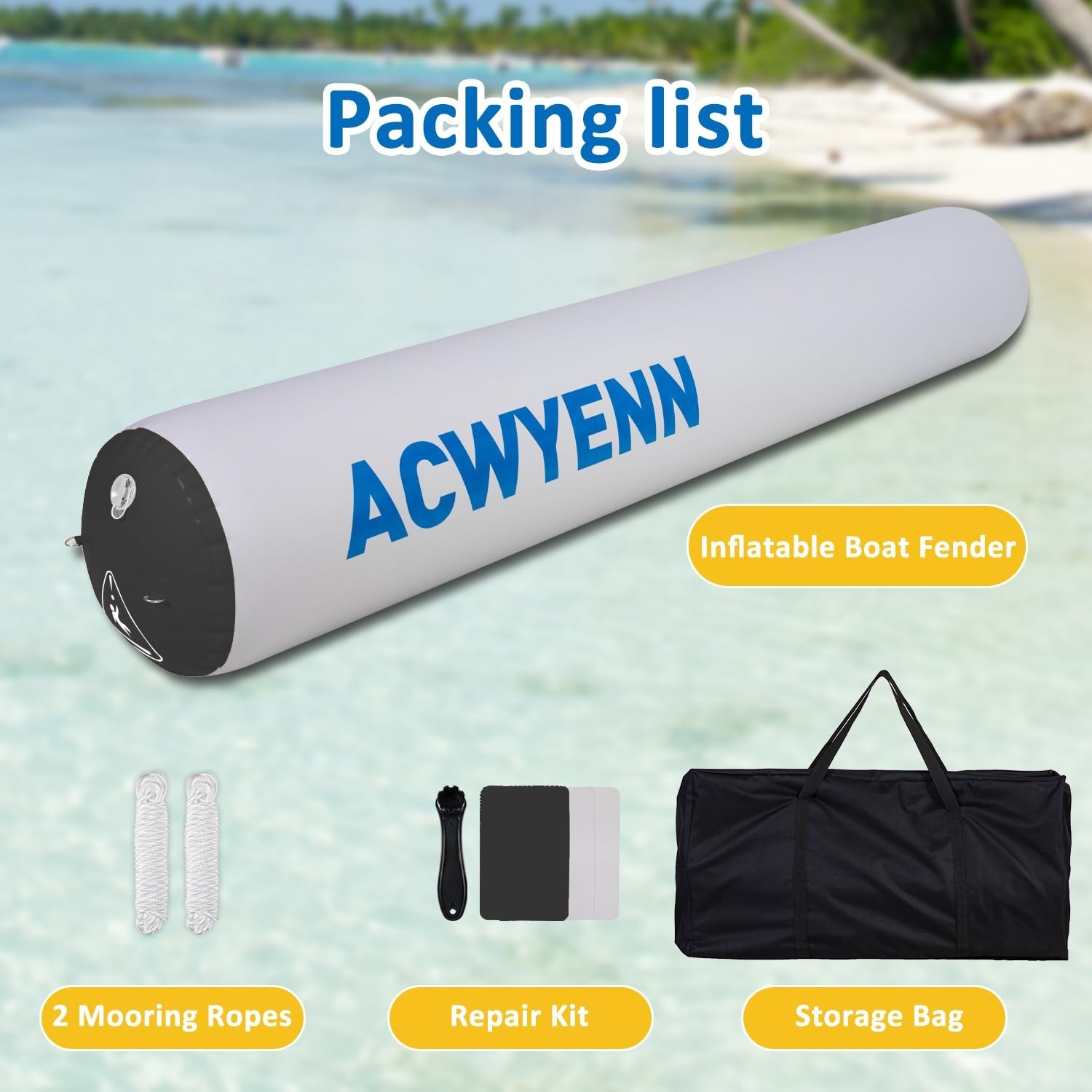 Large Inflatable Boat Bumpers & Dock Fenders for Fishing, Yachts, Jet Ski, Ponto