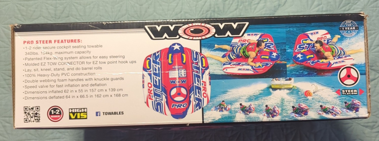 WOW Water Sports Pro Steer Flex Wing Inflatable Towable Tube 1-2 Riders NIB