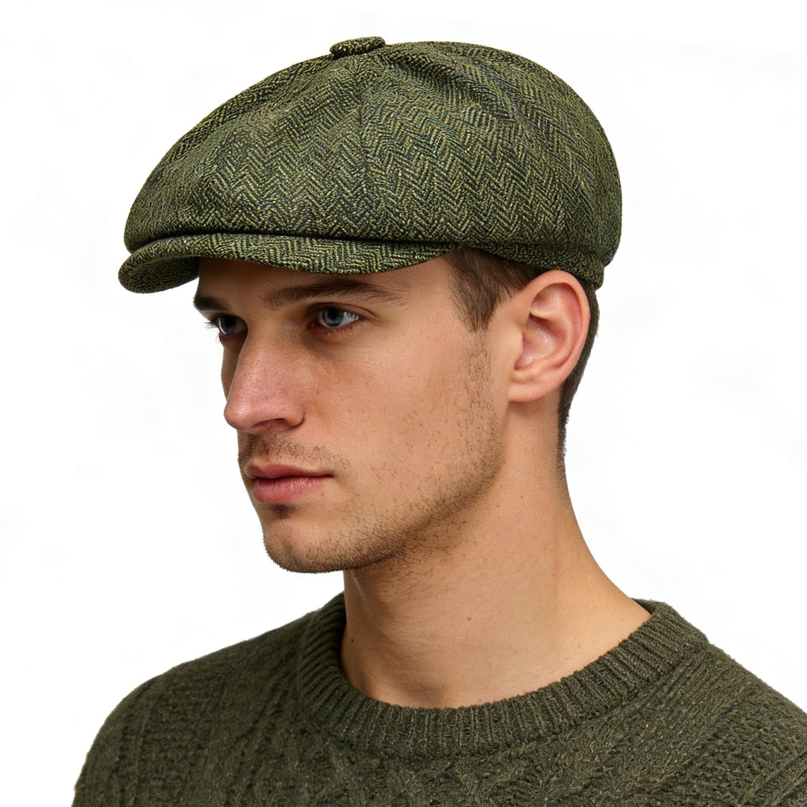 Gatsby Newsboy Hat Men Women Classic Herringbone 8 Panel Trendy Tweeb Flat Cap