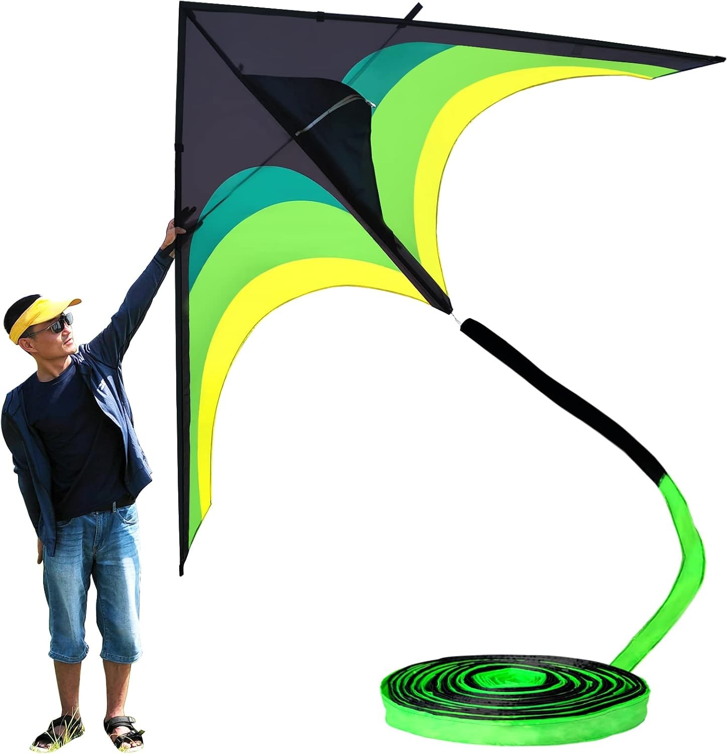 110” Delta Kite for Adults Easy to Fly Best for Beginners with 98ft Tail