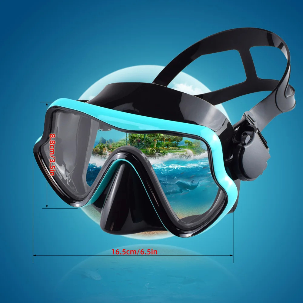 Diving Mask Snorkeling Goggles Panoramic HD Tempered Glass Anti Fog Mask Swim