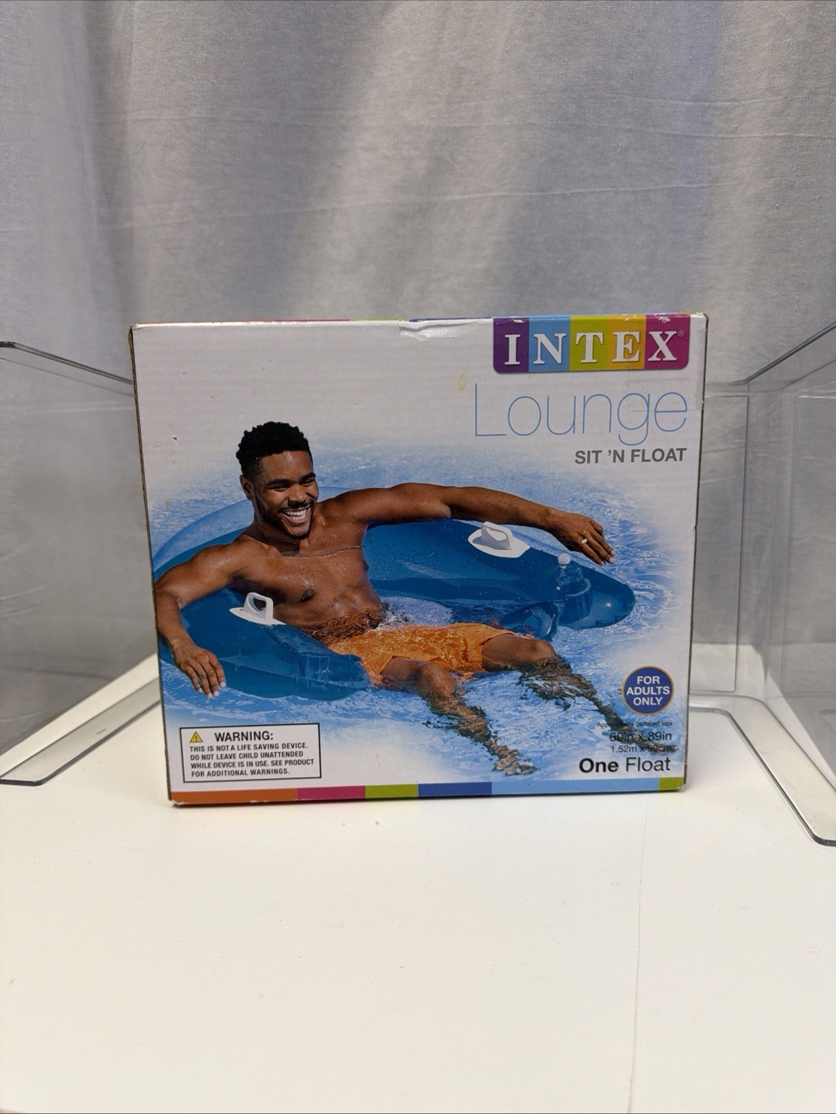 Intex Sit ‘N Float Blue Inflatable Lounge w/ Built In Cup Holders 60″x 39″ *NEW
