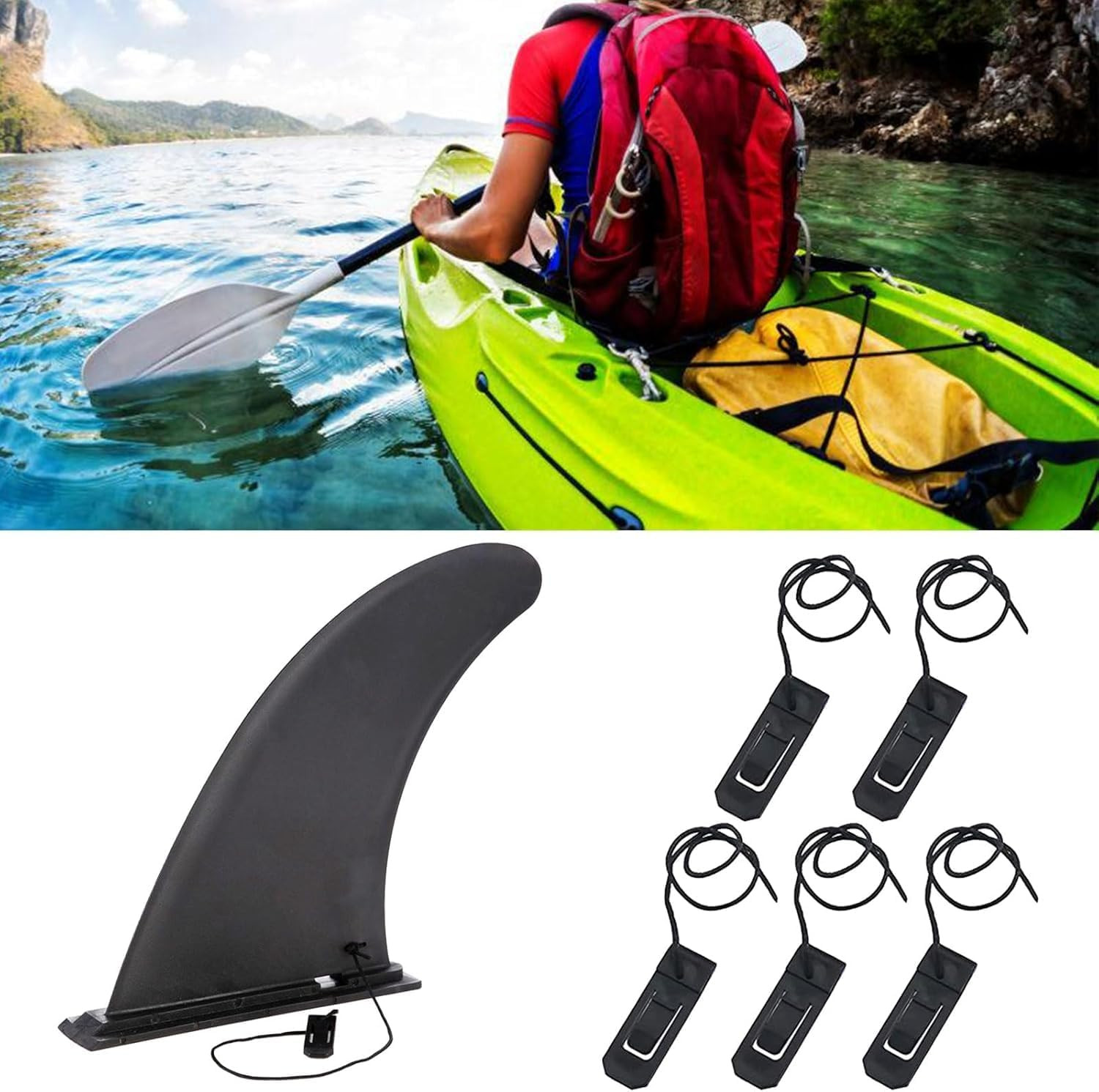 5Pcs Black Surfboard Fin Clips Replacement Surfboard Fin Buckle Paddle Fin Clamp