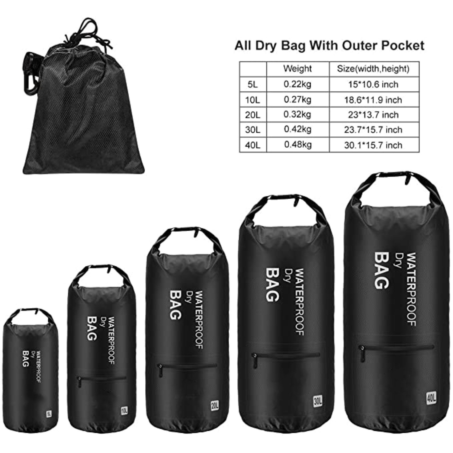 Waterproof Dry Bag Backpack Roll Top 5L 10L 20L Kayak Boat Canoe Camping Hiking