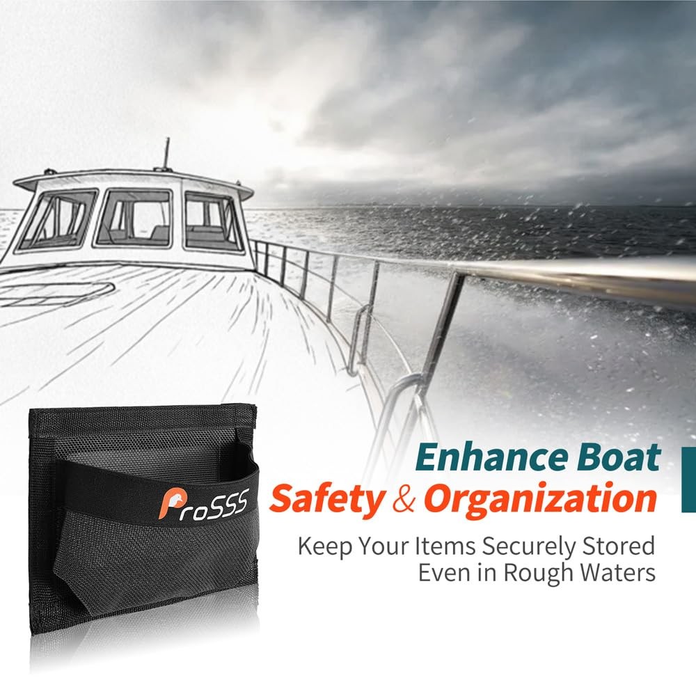1PC Boat 10″x7″ Self-Adhesive Storage Mesh Bag,Marine Organizer for Tools & Boat