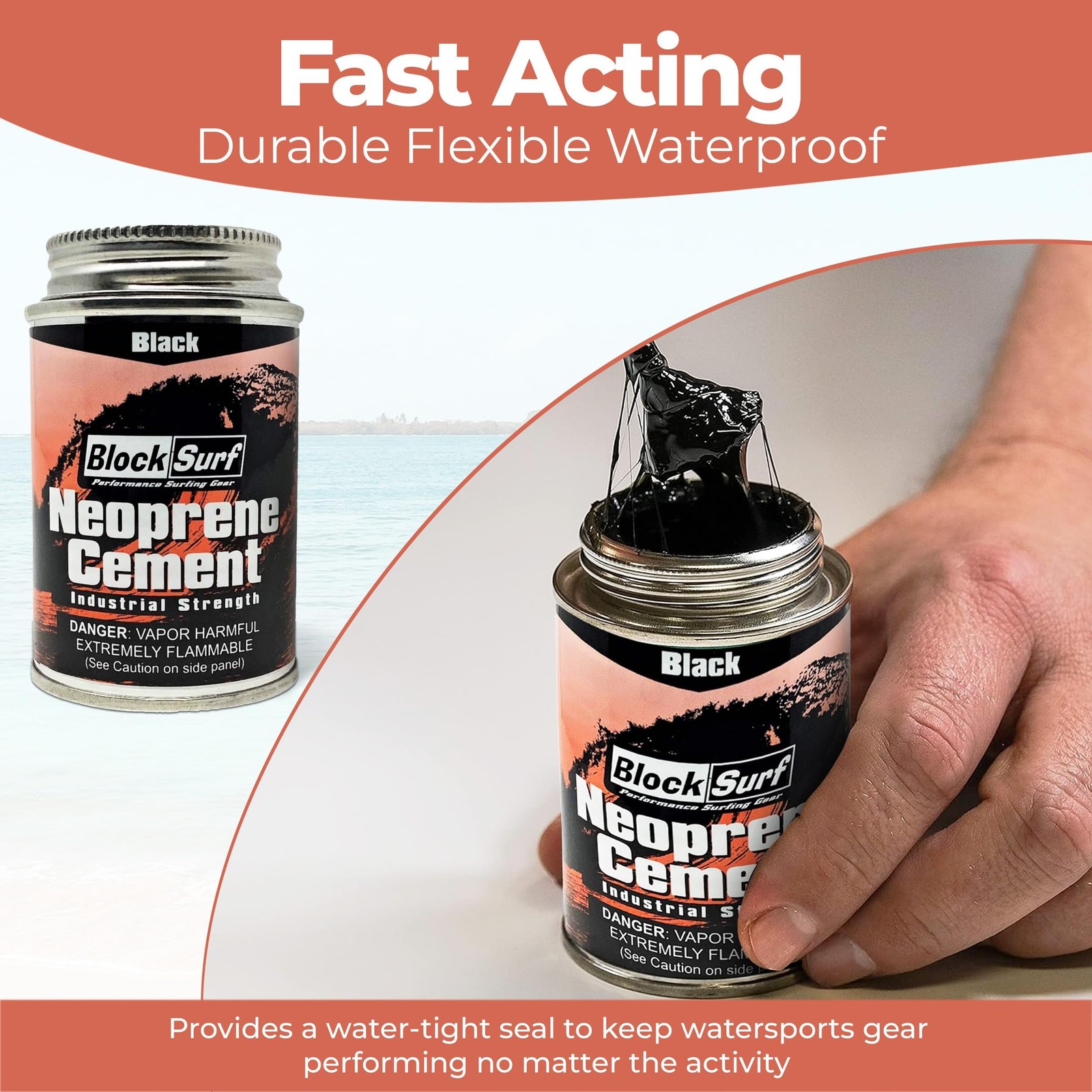 BLOCKSURF Neoprene Cement 4 fl oz | Wetsuit Repair Adhesive | Strong, Flexibl…