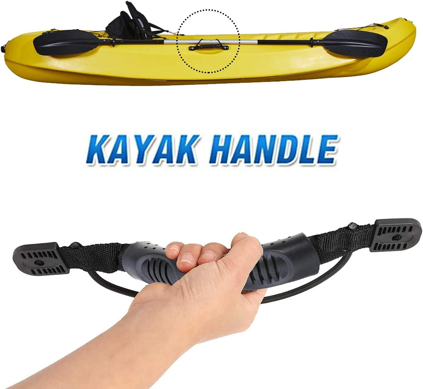 2 Pcs Kayaks Canoe Side Mount Handles Replacement with Bungee Cord Paddle Hol…