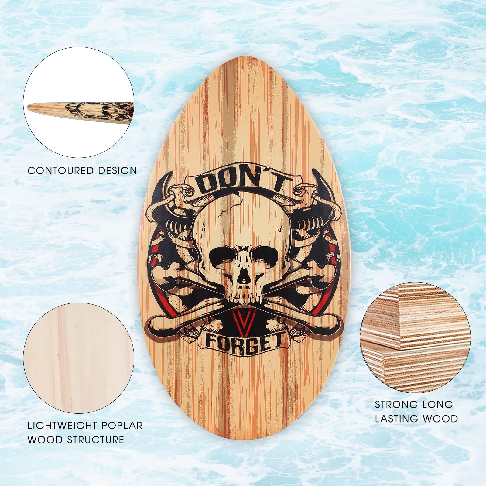 Hqo Lovl 35 Inch Skim Board For Kids Adults Wooden Skim Boards High Gloss Coat