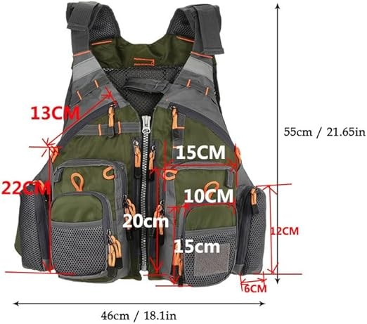 Fly Fishing Vest – Fishing Safety Life for with foam Army Green
