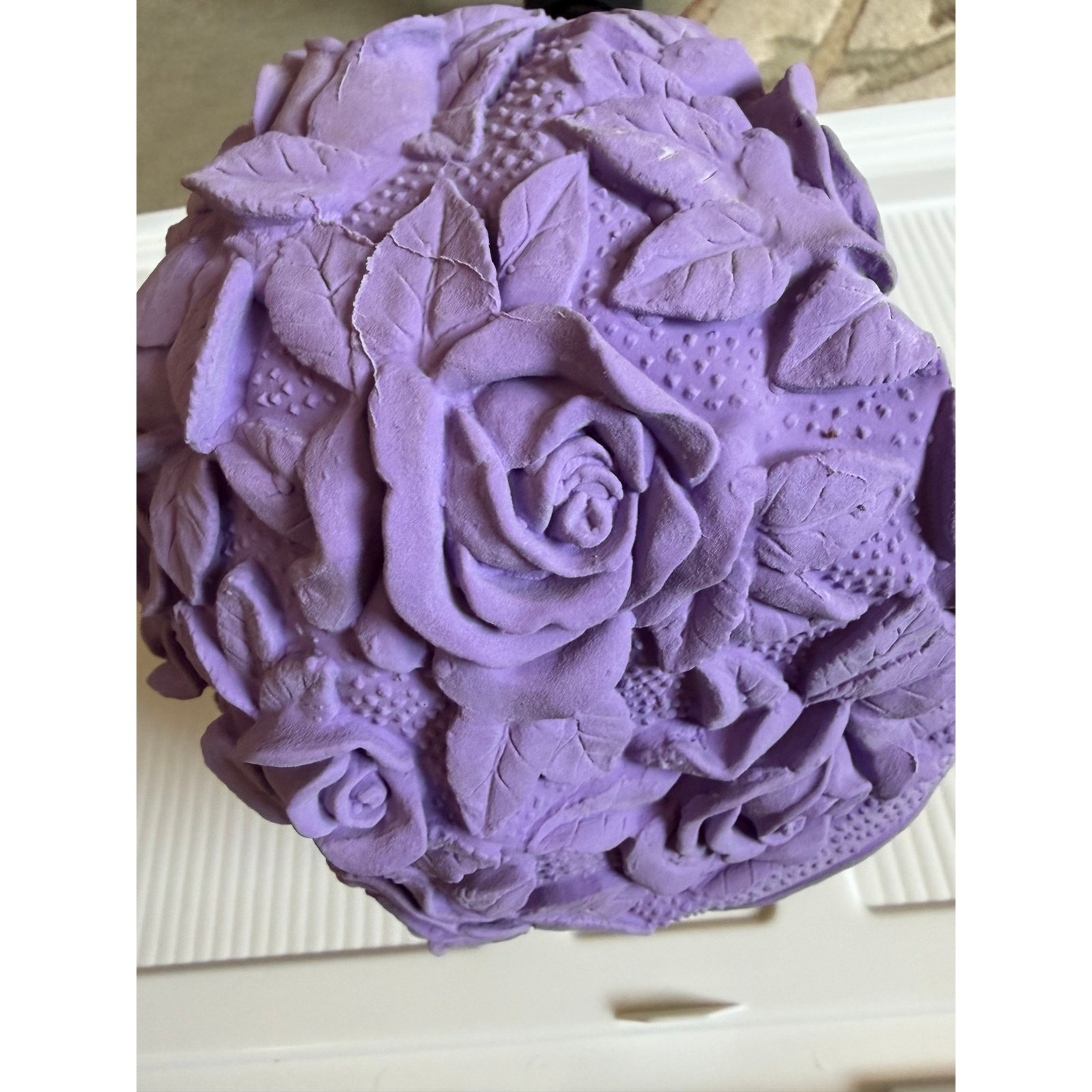 Vintage Swim Cap Womens Roses Latex Rubber Floral Flowers Purple 50s 60s *