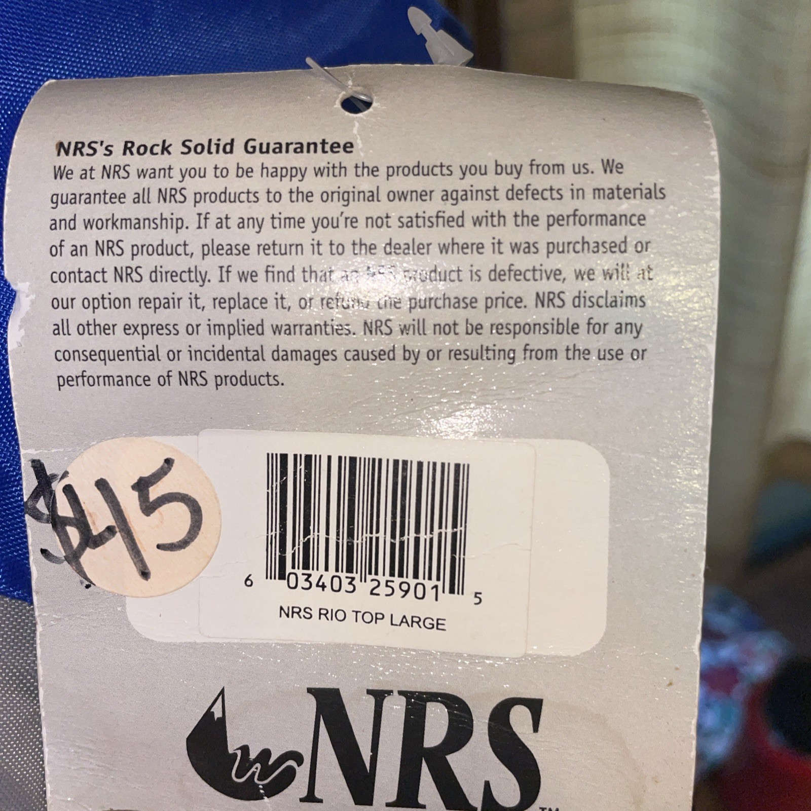 NRS Rio Large. Paddling Jacket Splash Top for Rafting Kayaking Blue Gray NOS