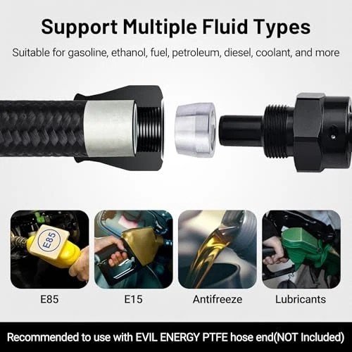 6AN PTFE Fuel Line Kit,E85 Nylon Braided Fuel Hose 26FT PTFE LS Swap 26.0 Feet