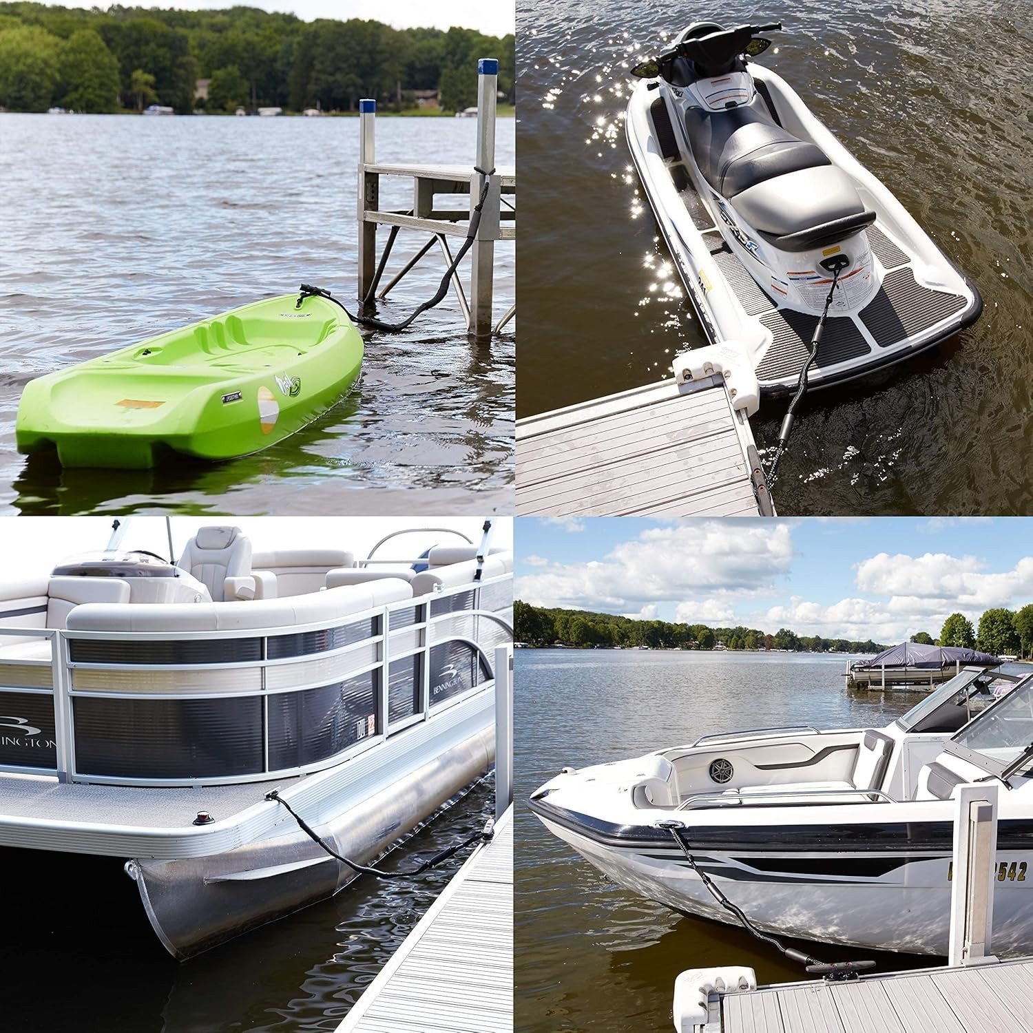 Bungee Dock Line 2-Pack-4ft, Adjustable No-Jerk Boat & Kayak Ties, Mooring R…