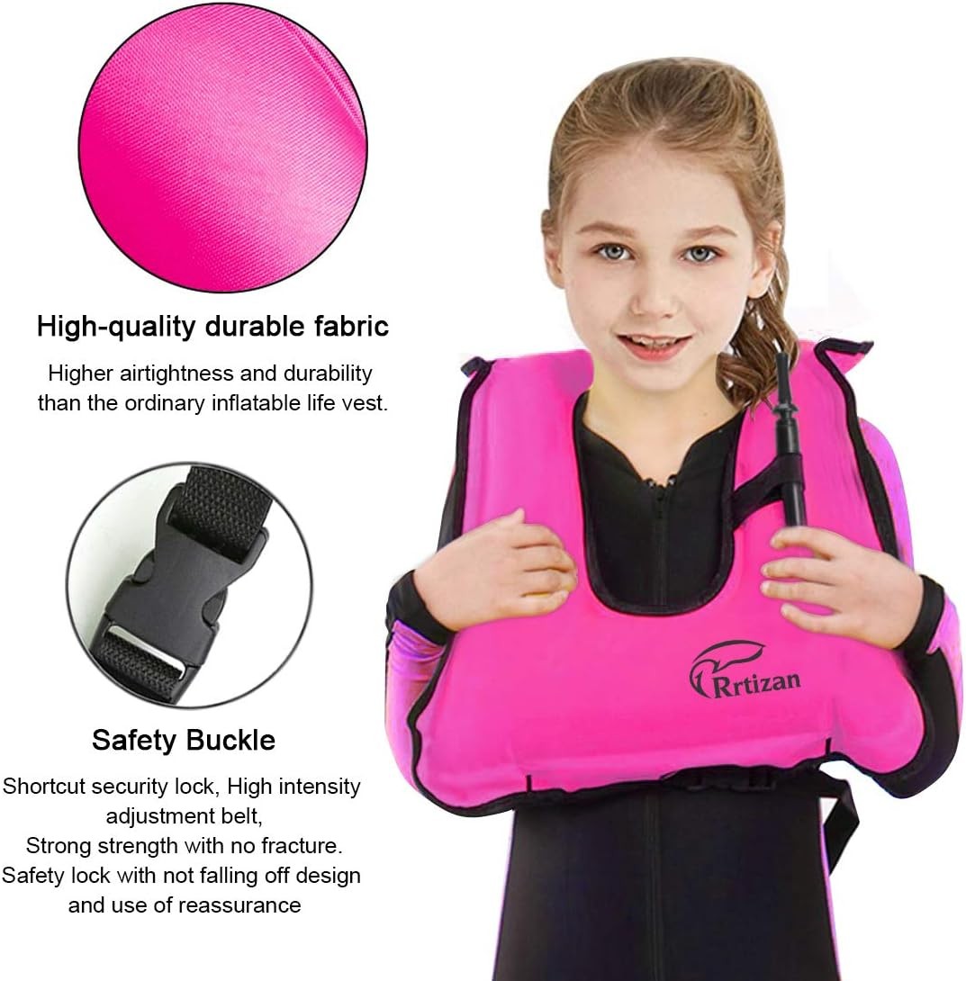 Rrtizan Kids 2 Pack Inflatable Snorkel Vest for Kids Adjustable Straps 110 lbs