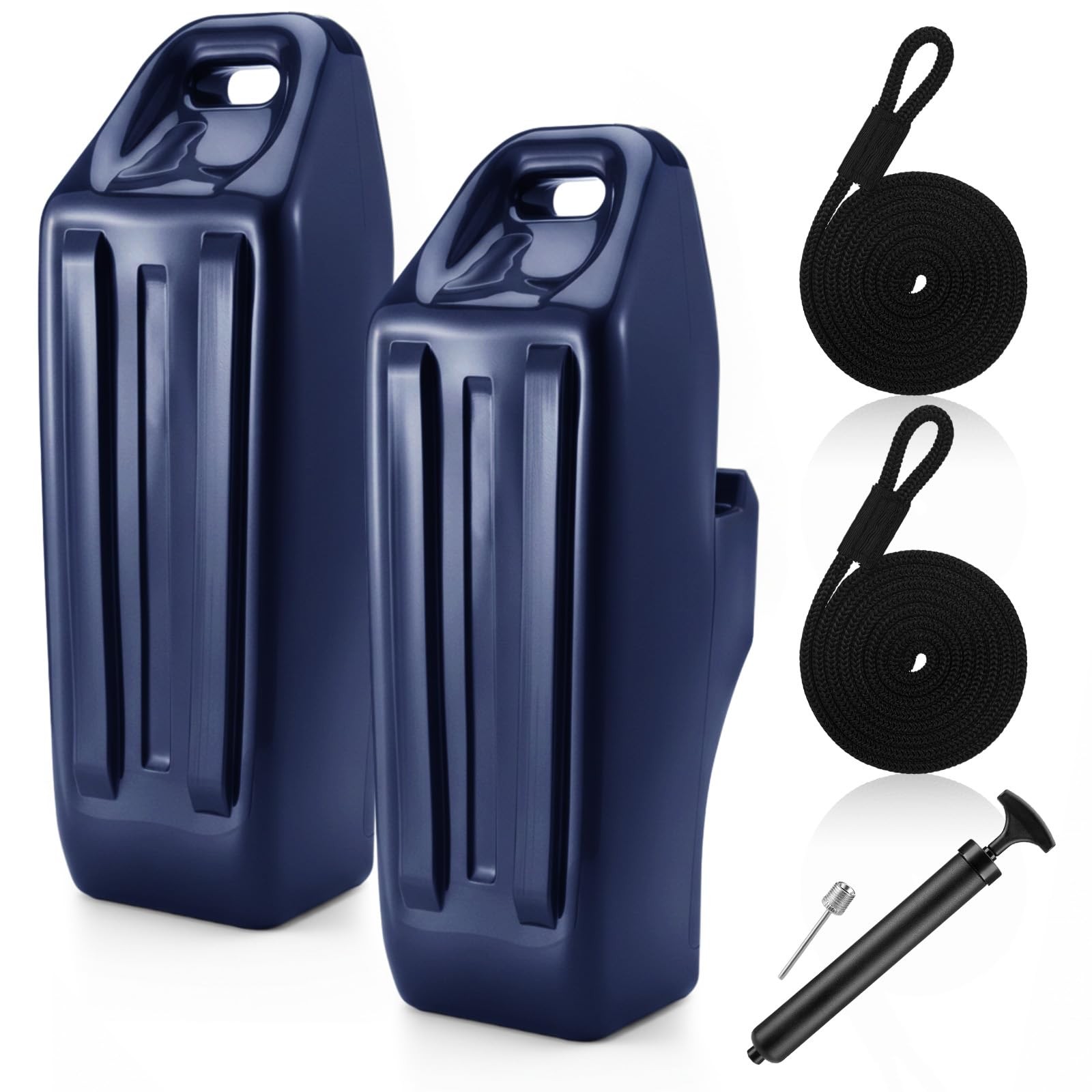 Datanly 2 Pack Pontoon Boat Fenders 23.6″ x 7.9″ x 9″ Inflatable Navy Blue