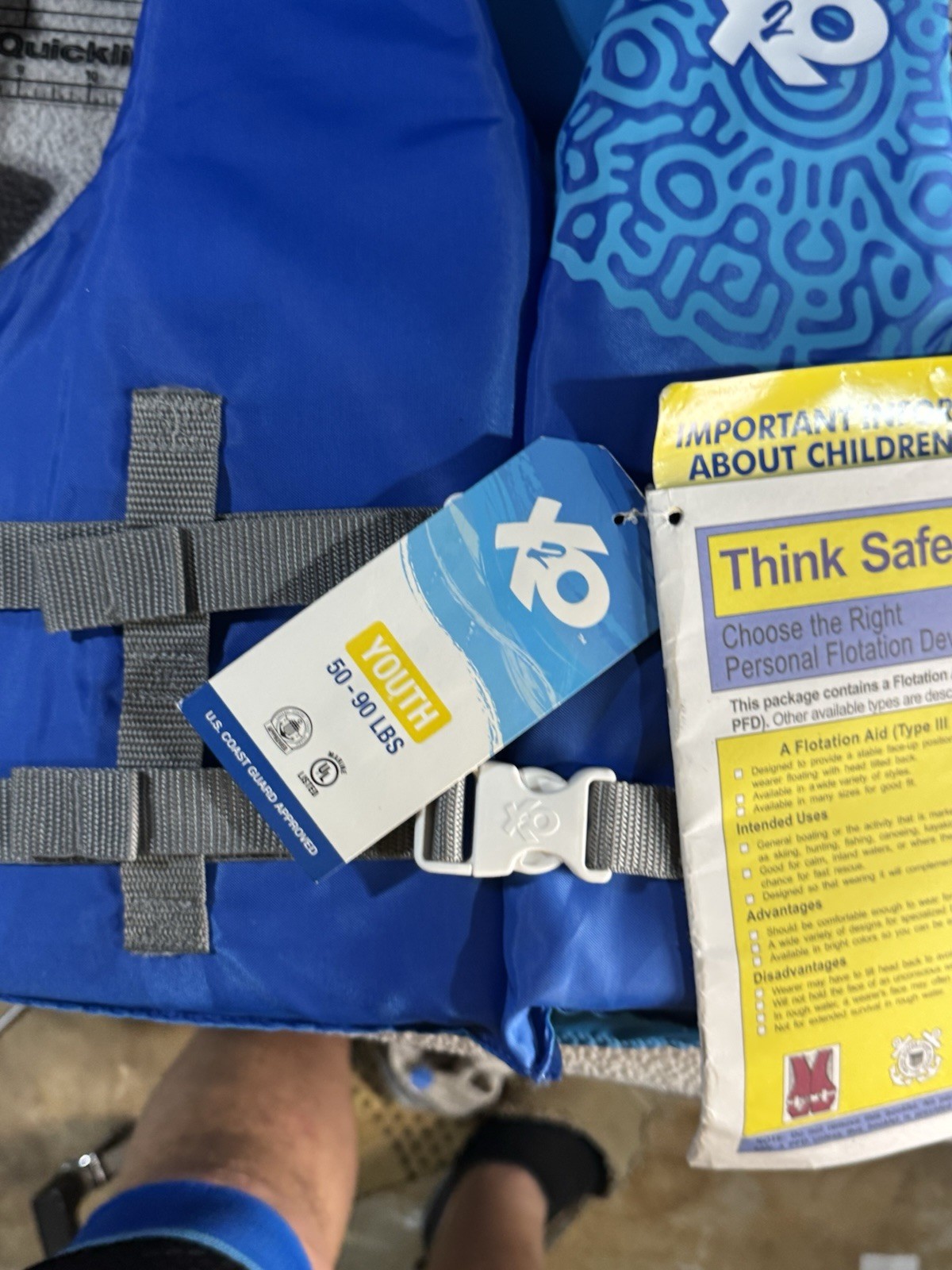 New X2O Life Jacket Universal Youth Life Vest (50 – 90 Pounds) 710 Blue Ocean