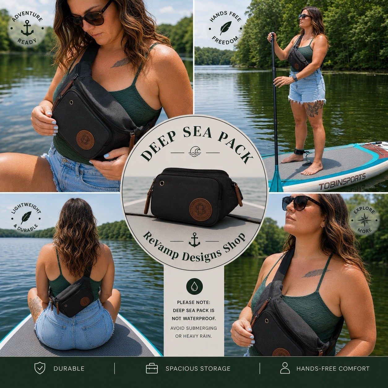 Revamp Designs Shop Deep Sea Pack Crossbody Waist Bag Black