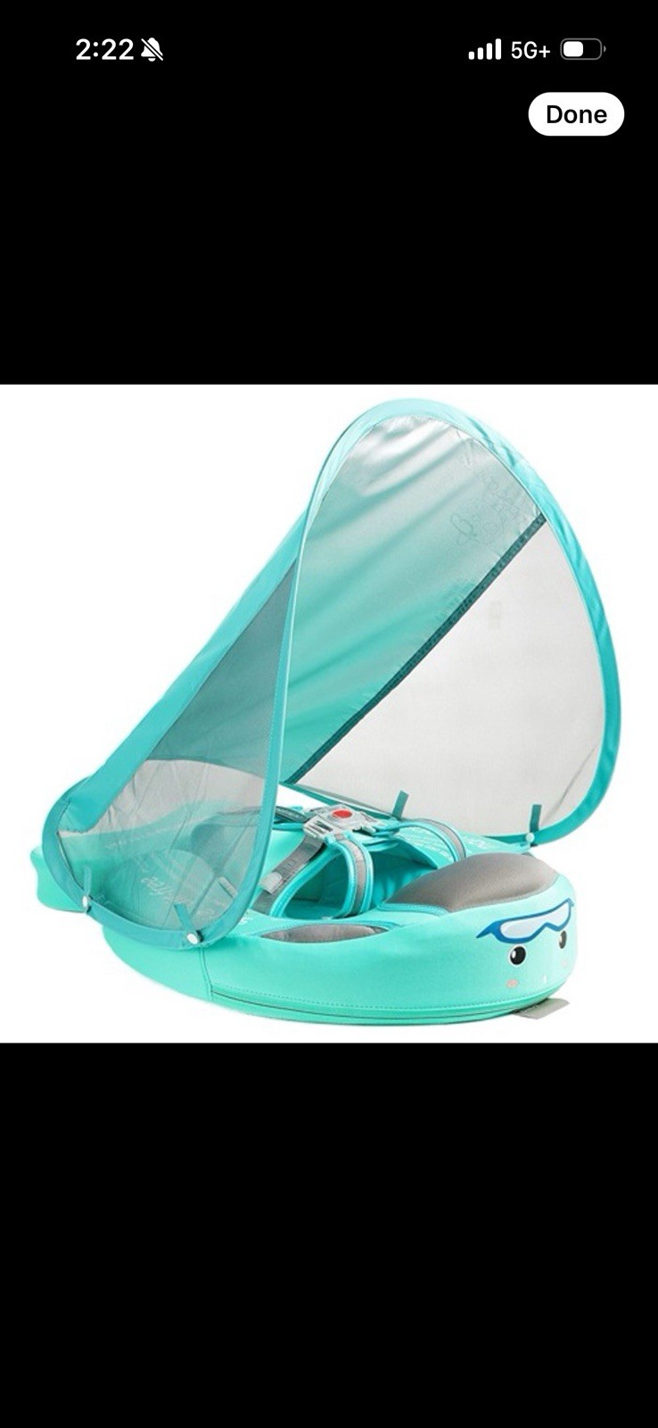Mambobaby Float Classic Baby Swim Float w/ Canopy Shade, Mambofish Green