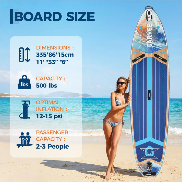 11ft Inflatable Stand Up Paddle Board w/ Paddle Pump Leash Backpack Kit