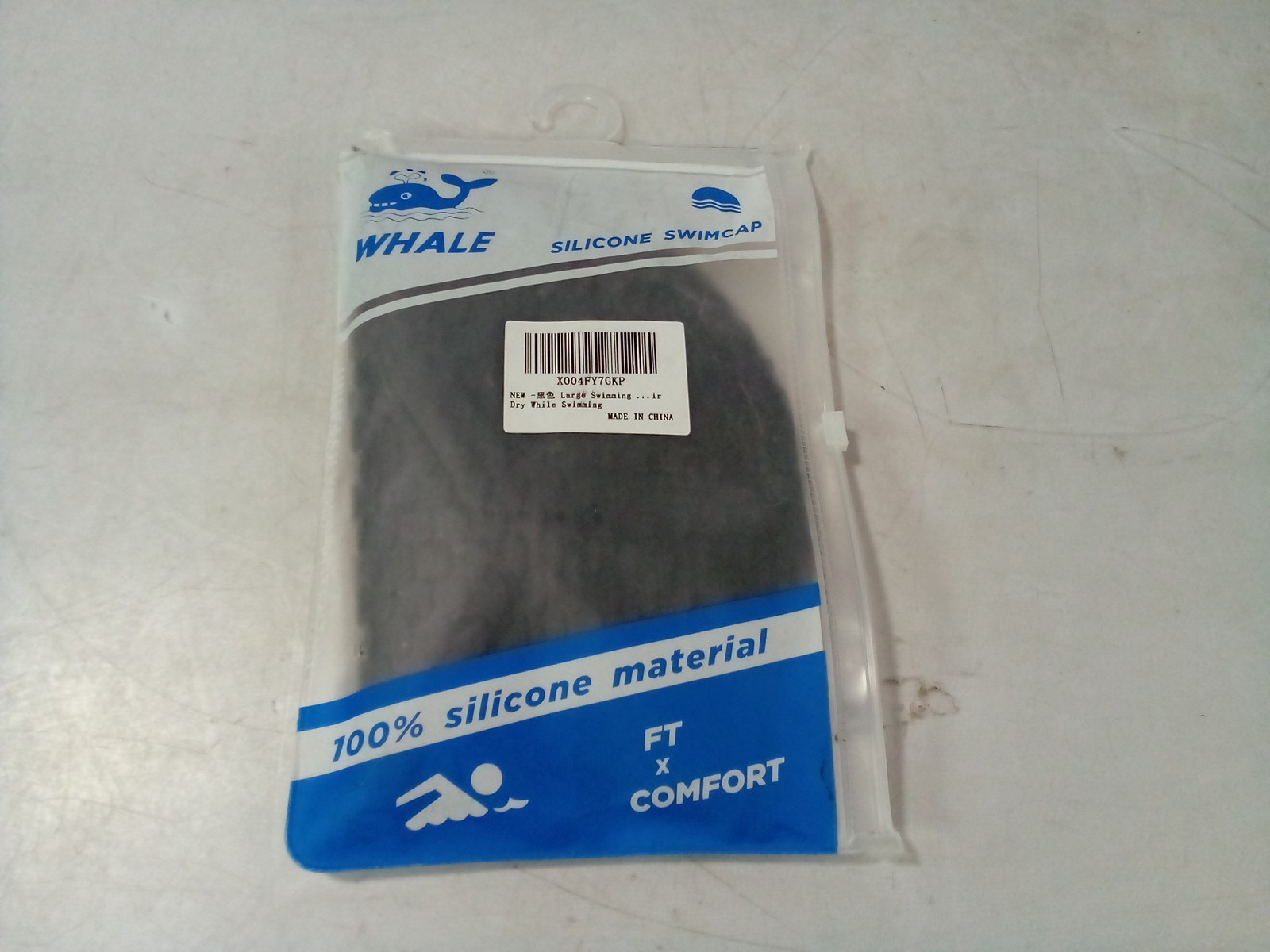 Whale Silicone Swimcap, Large, 100% Silicone Material FT x Comfort, Black Bumps