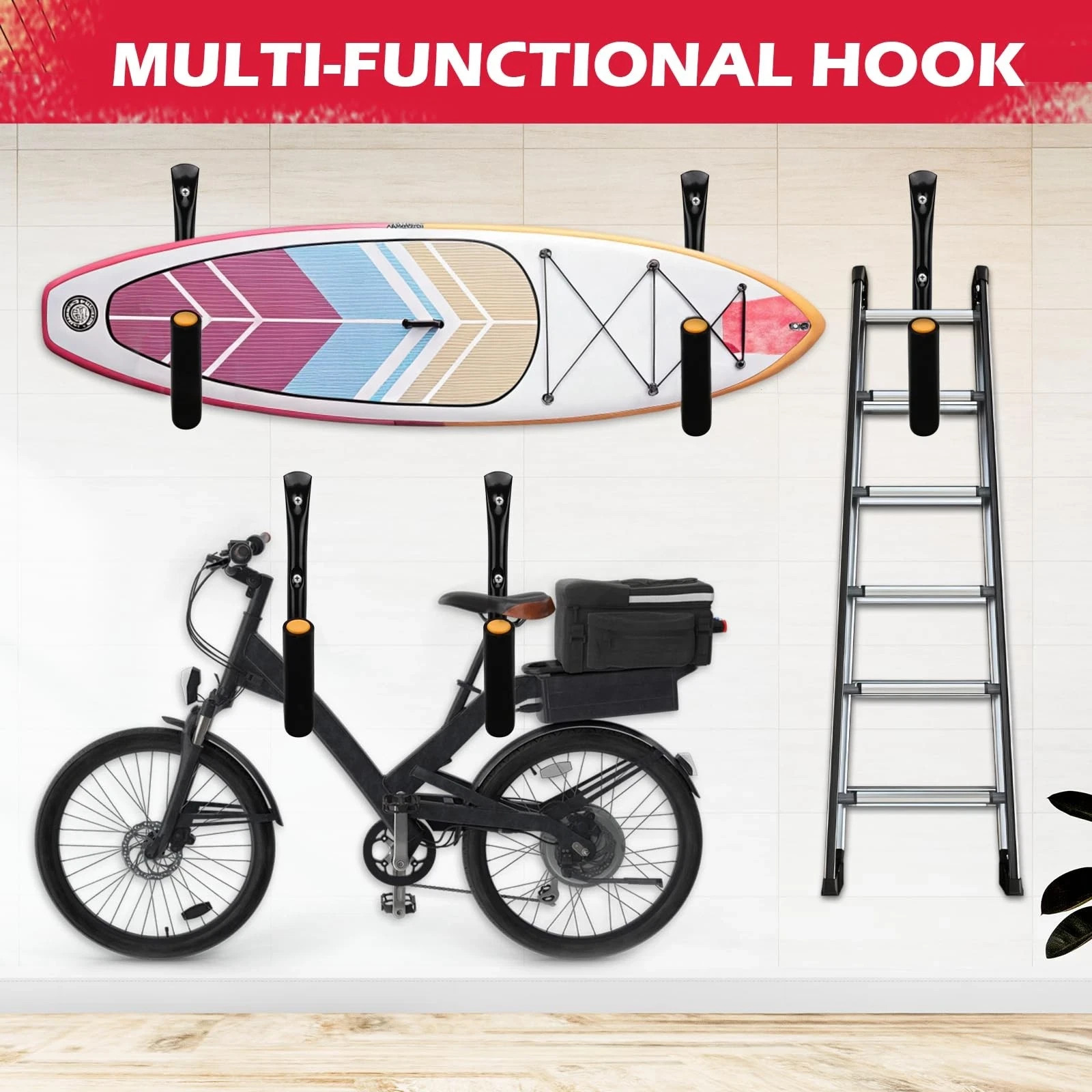 4Pack Heavy Duty Kayak Wall Mount Hangers Storage Rack for Kayak Canoe Paddle