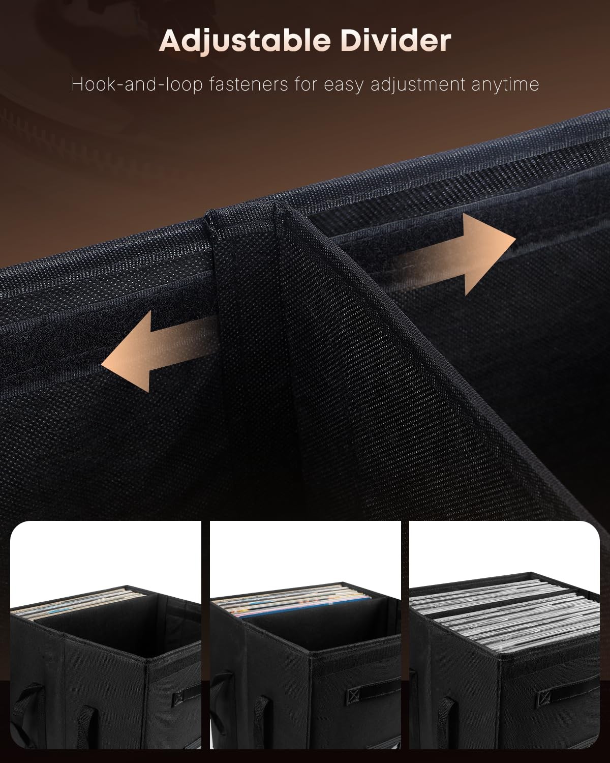 Uniclife Vinyl Record Storage Box, Collapsible LP 1 Pack, Black