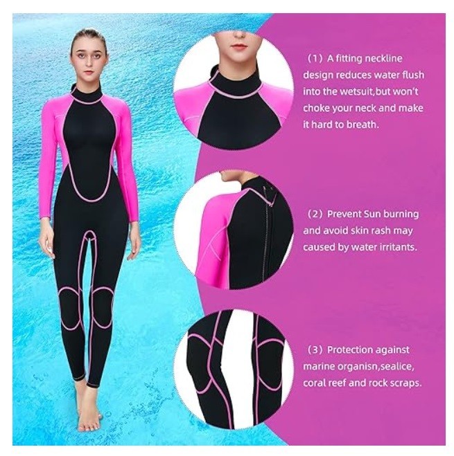 HydroPro 3.0 Wmn Full Length Wetsuit Long Sleeve/Pant 1-Piece Pink/Black 3mm XS