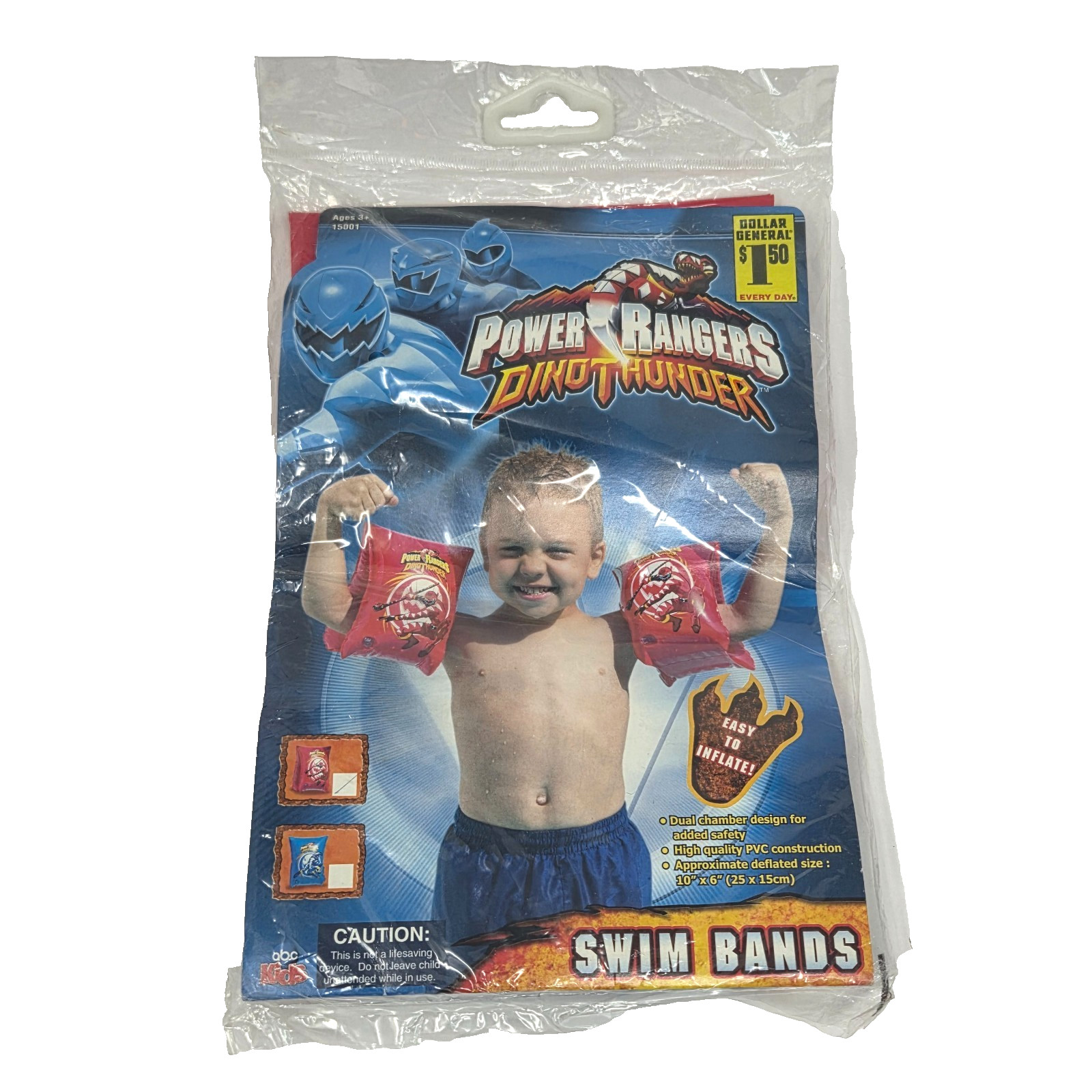VINTAGE POWER RANGERS DINO THUNDER SWIM BANDS KIDS INFLATABLE ARM FLOATS NEW