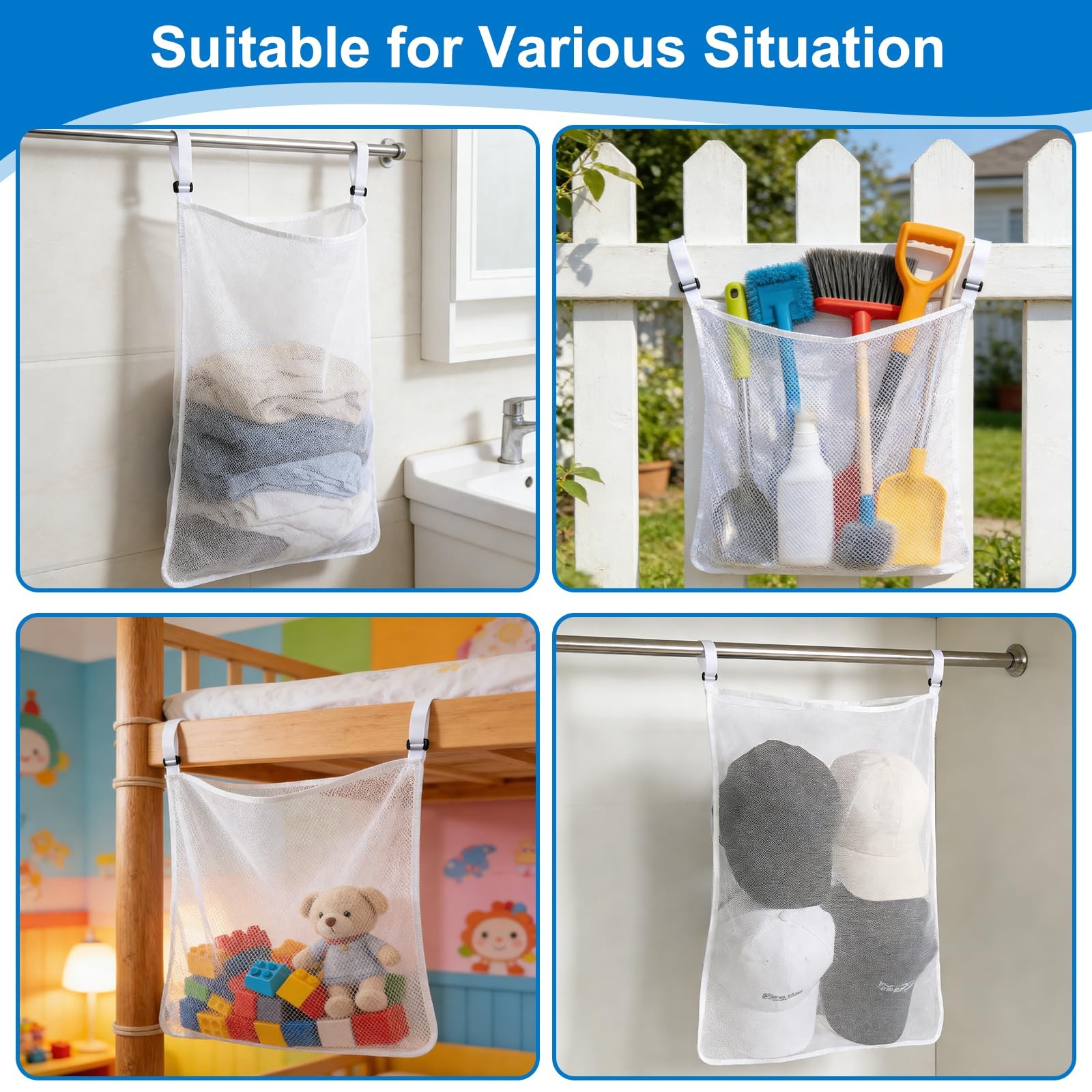 Poolside Perfection! 4-pack Poolside Mesh Storage Bags With Adjustable Straps
