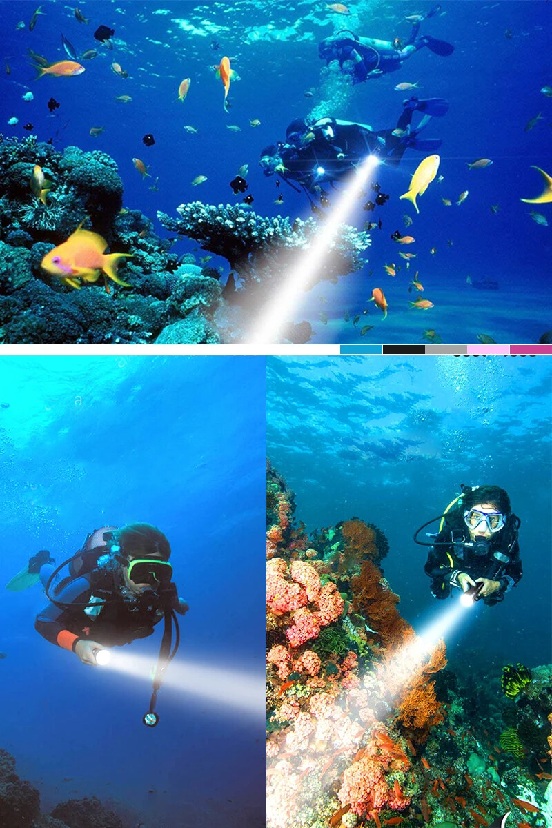 200000LM Scuba Diving Light Underwater LED Flashlight Dive Camping Lanterna US