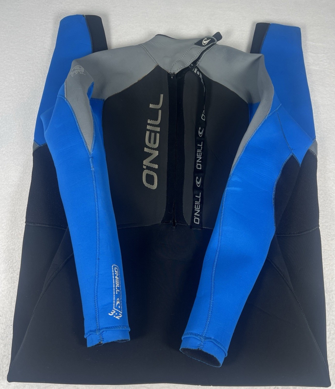 O’Neill Epic 3/2 Youth Full Wetsuit Back Zip Blue Black Gray Size 16