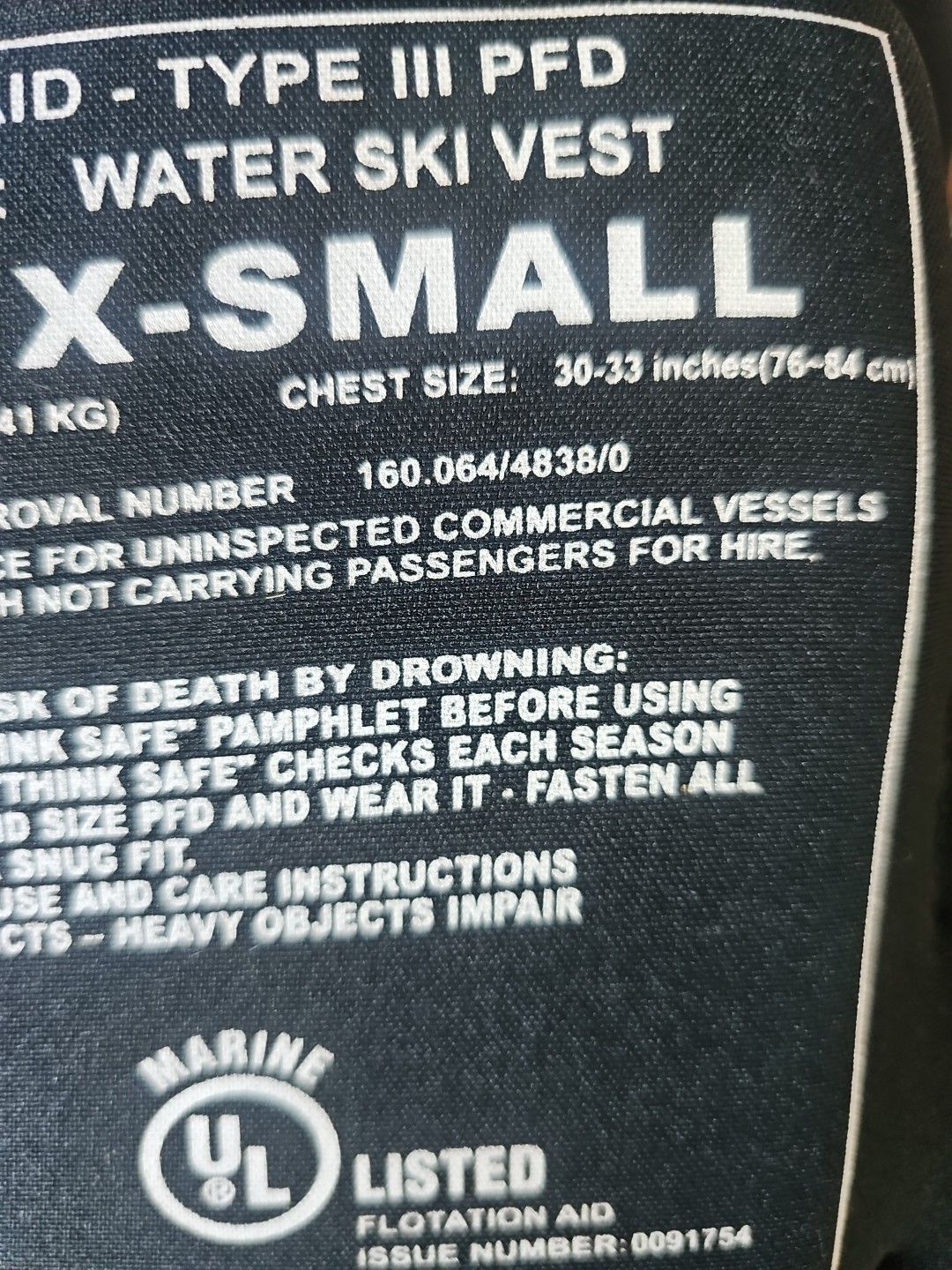 O’Neill USCG Life Vest Adult ( X-small) Very Good Condition