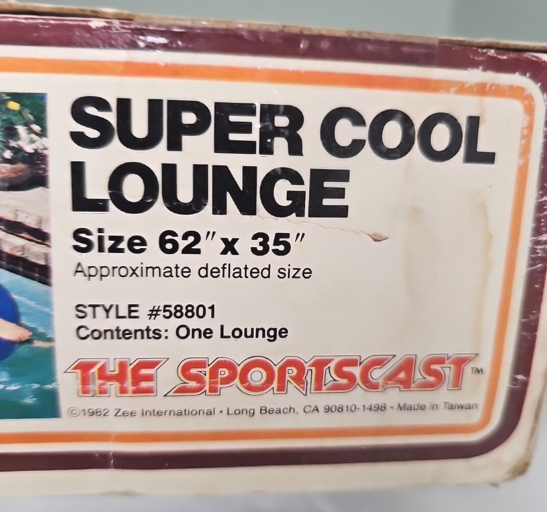 VTG 1980’S Luxury Pool Inflatable Super Cool Lounge Sz. 62″x 35″ THE SPORTSCAST