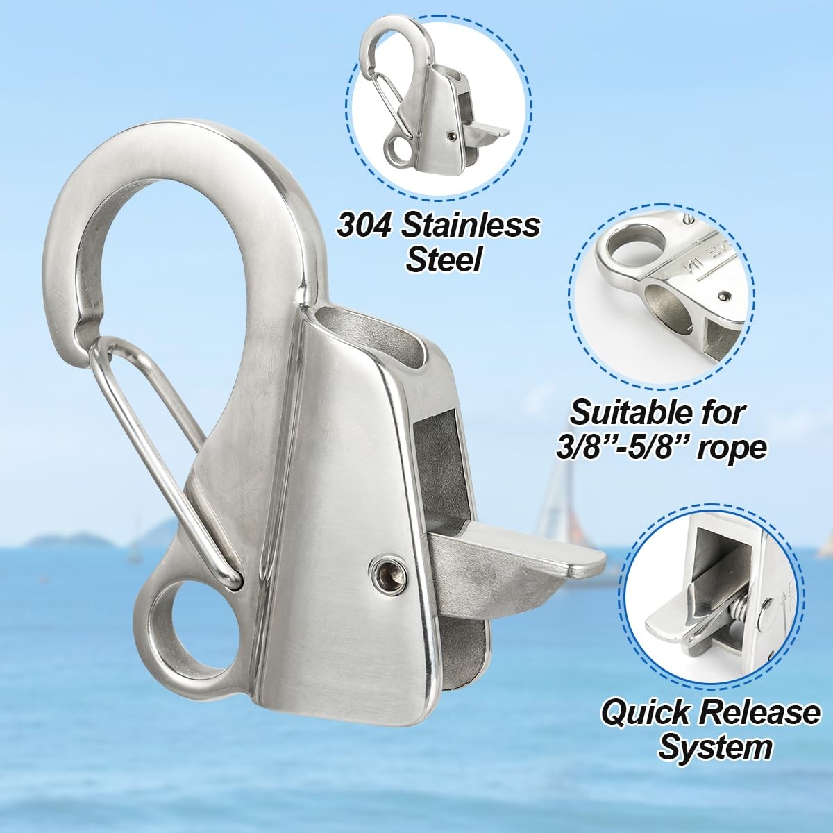 Sand Spike Boat Anchor Kit with Rope and Stainless Steel Anchor Slide Hook fo…