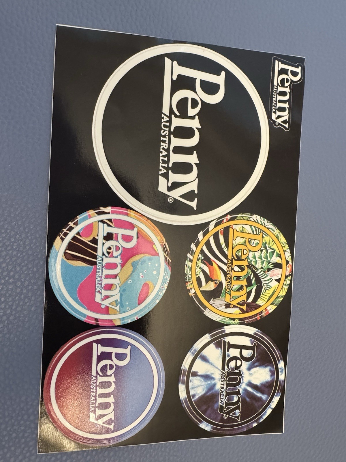 PENNY AUSTRALIA Glossy 6 Vinyl STICKER Sheet Skateboard Colorful Ephemera
