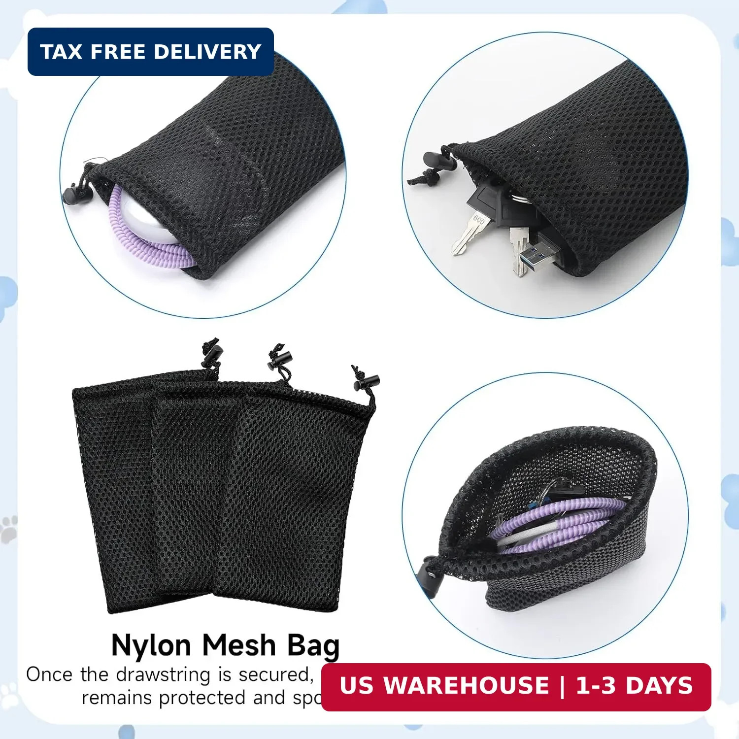 Small Cloth Bags, 5 x 3.5 Inch Nylon Mesh Small Drawstring Pouch Storage Pouch S