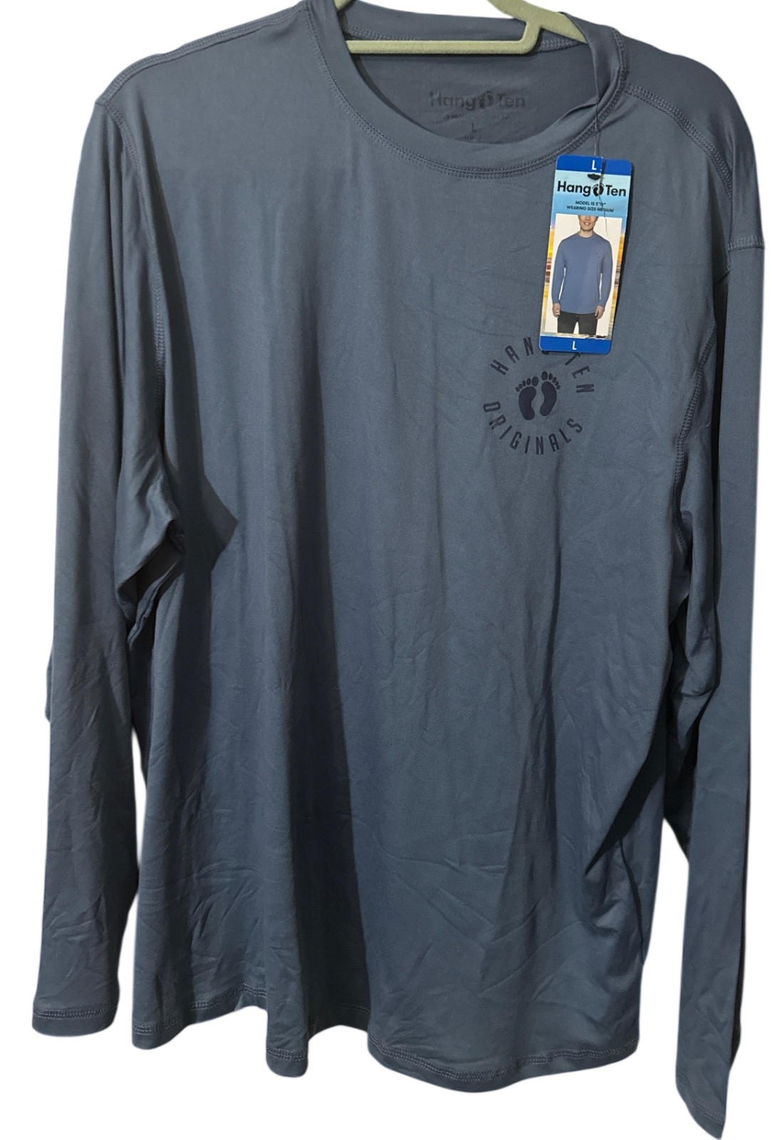 Hang Ten Men’s Lightweight Long Sleeve Sun Tee BLUE Rashguard Large Rash Guard