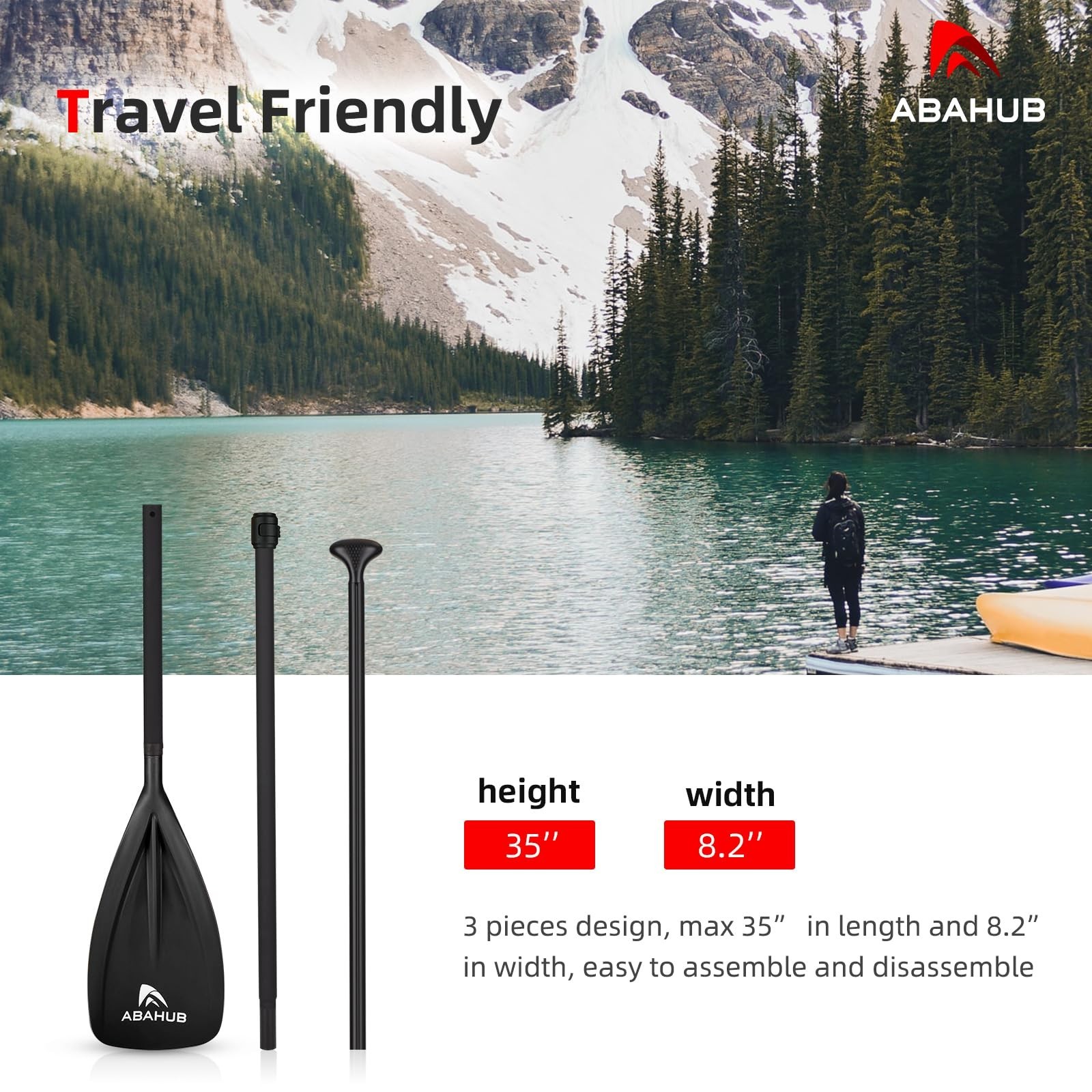 3-Piece Adjustable Stand Up Paddle 68-84″ | Lightweight Aluminum, Durable Blade,