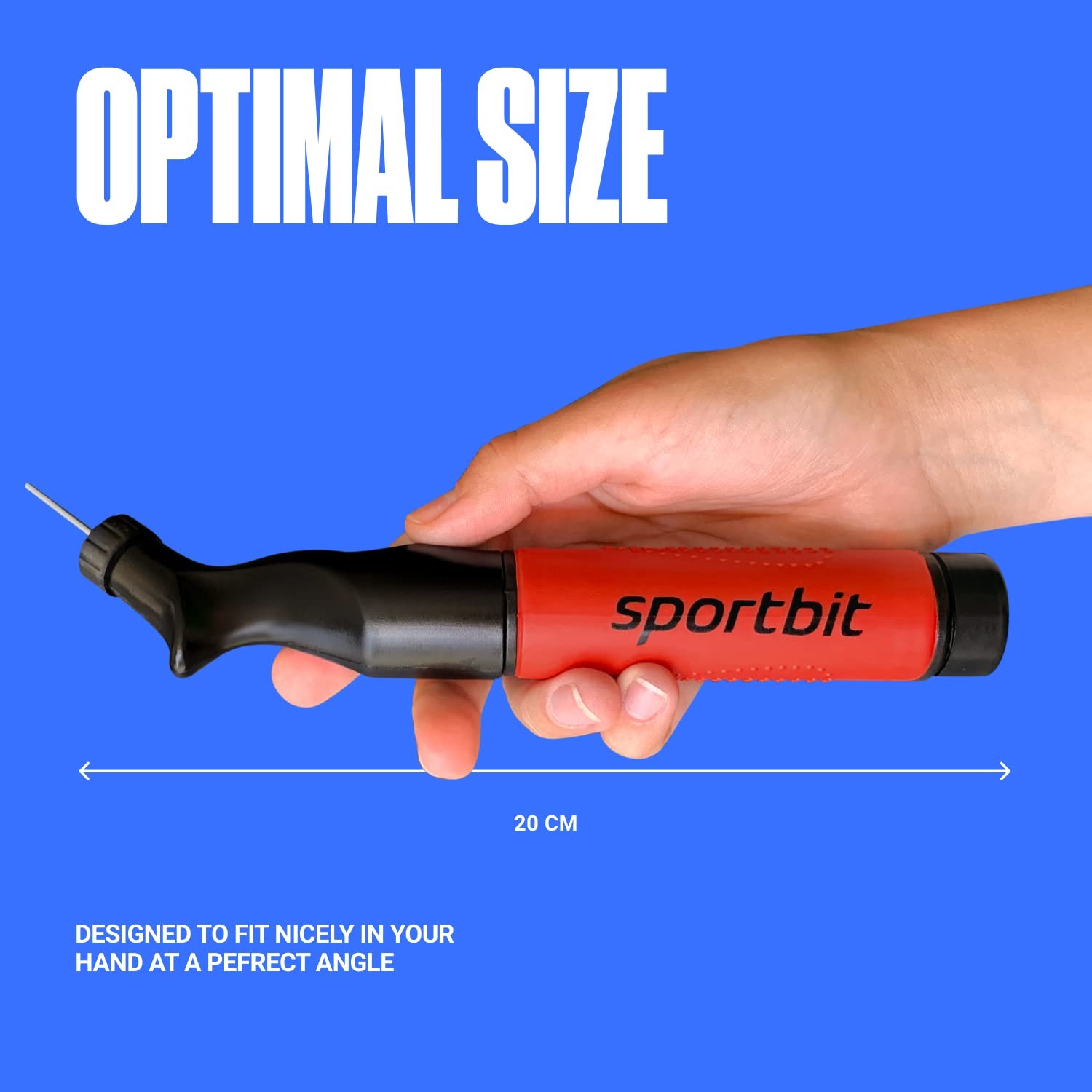 SPORTBIT Ball Pump for Sports Balls – Push & Pull Inflating System – Hand RED