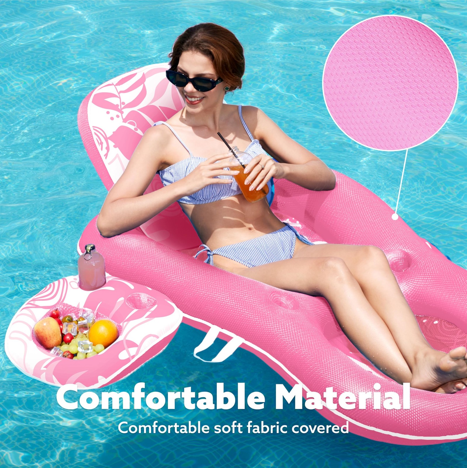SLOOSH Pool Floats Lounger Adult, Fabric Pool Floaties Lounge Convertible 2-i…