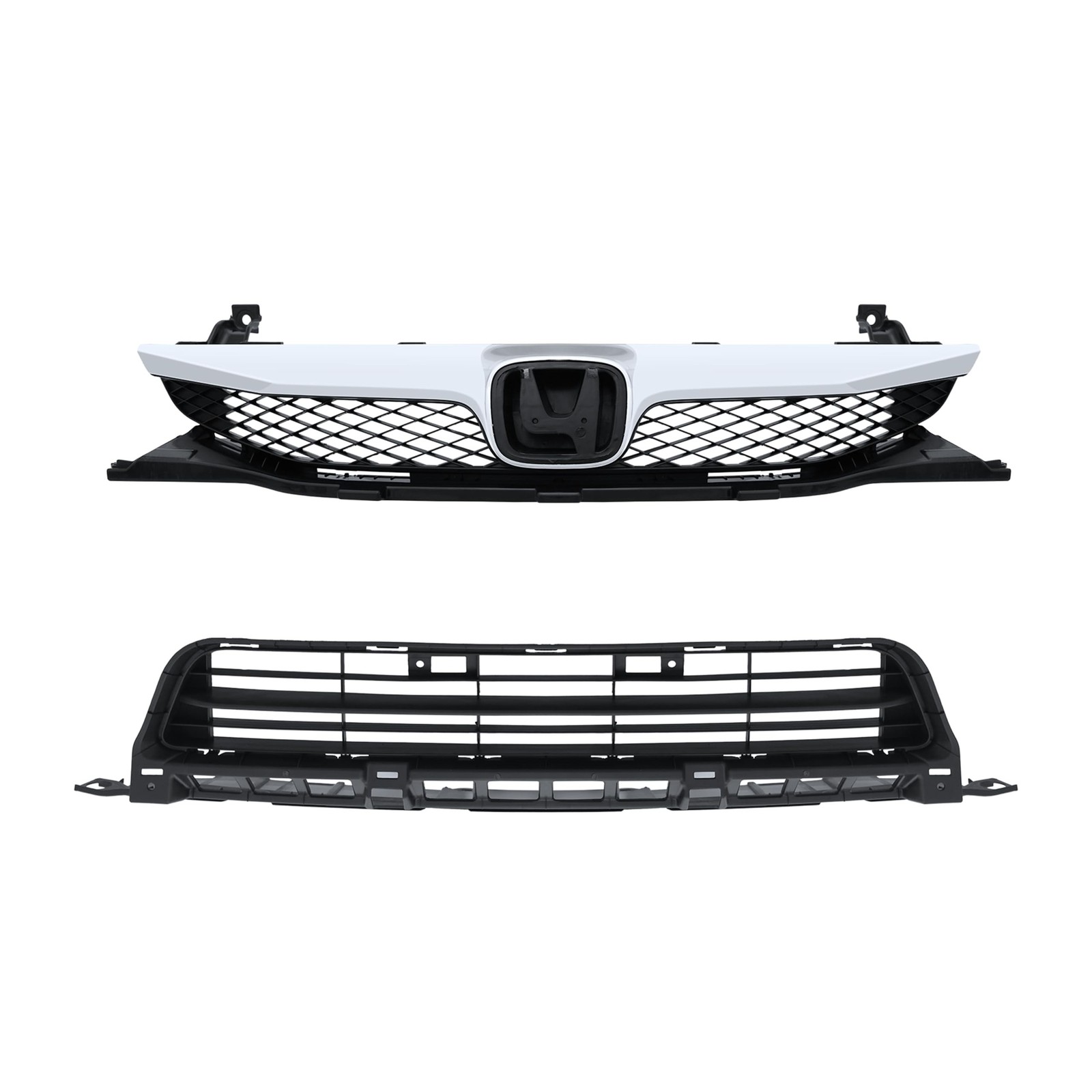 BXZ Front Bumper Grille Grill Upper Lower With Chrome Trim For Honda Civic Se…