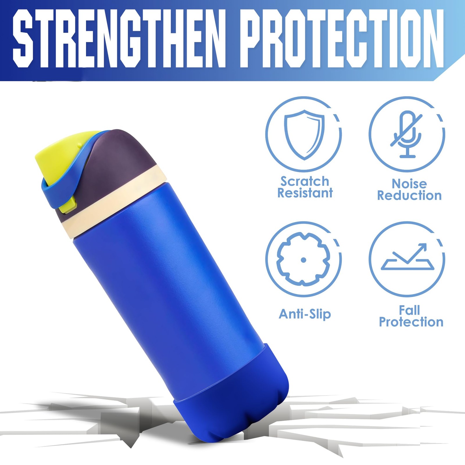 VIKIZUES Silicone Boot Fit Owala 14/16oz & water bottle 12/17oz, Blue