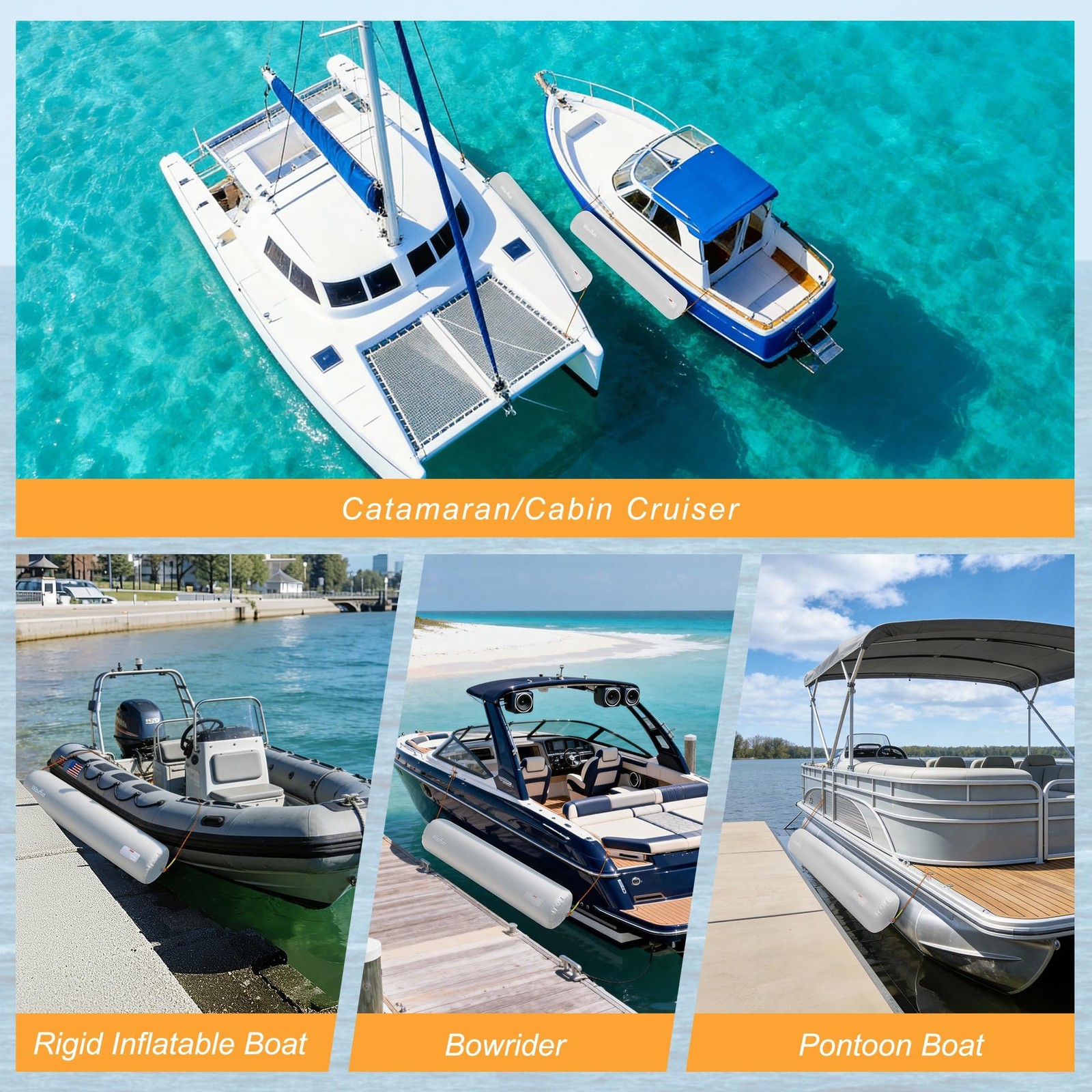 Boat Fenders for Docking, Full Protection Boat Bumpers for Docking with 2 Rop…