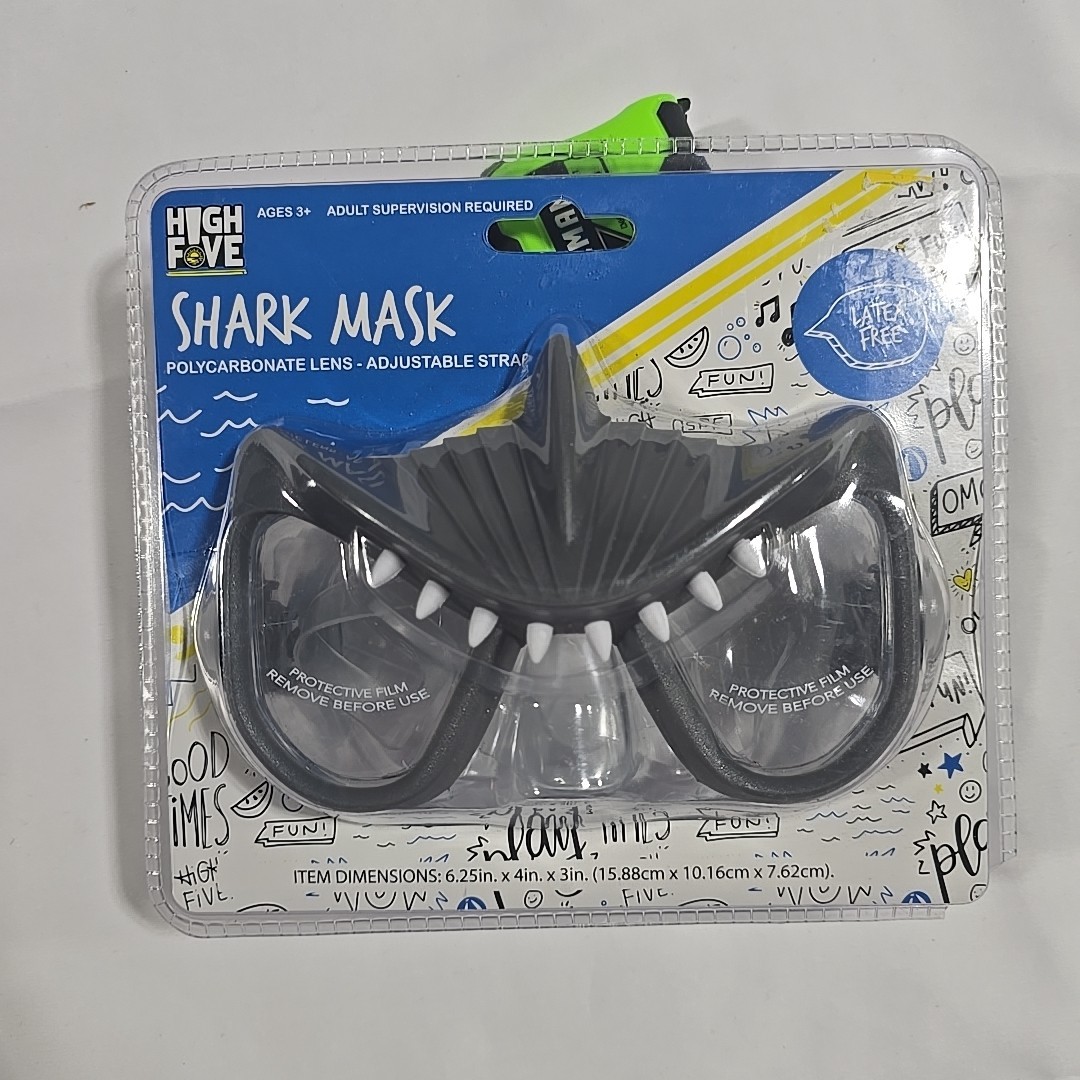 High Five Shark Mask Swim Goggles Mask Latex Free Kids Sealed Shark Teeth Dive