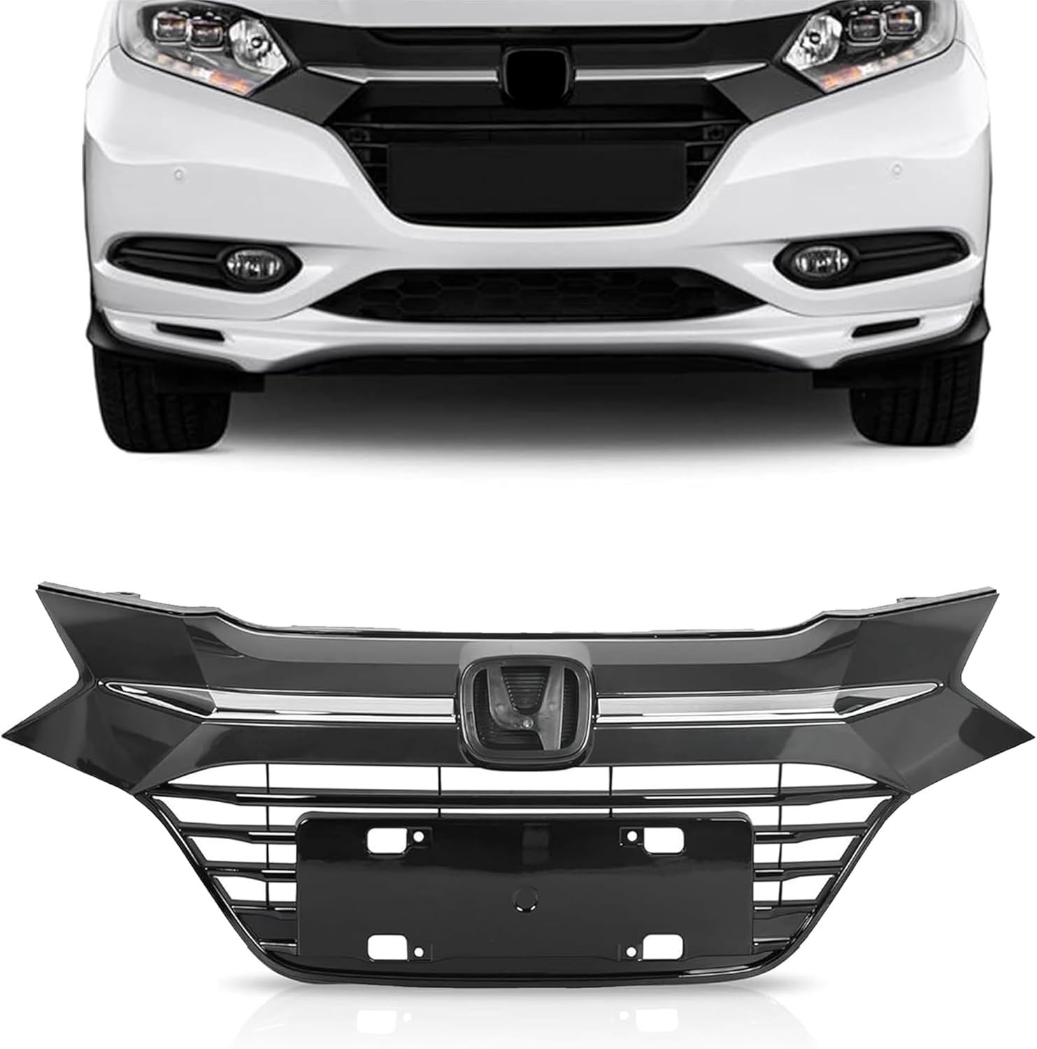 Front Upper Chrome & Black Grille Factory Style Fits Honda HR-V HRV 2016 2017 20