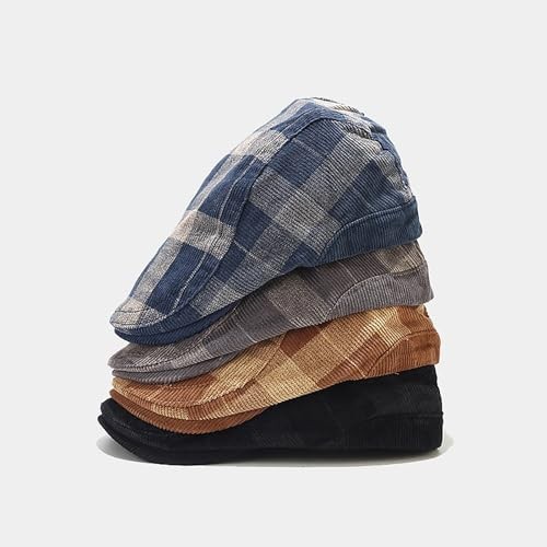 Classic Plaid Gatsby Ivy Flat Cap Cabbie Driving Newsboy One Size Navy Blue