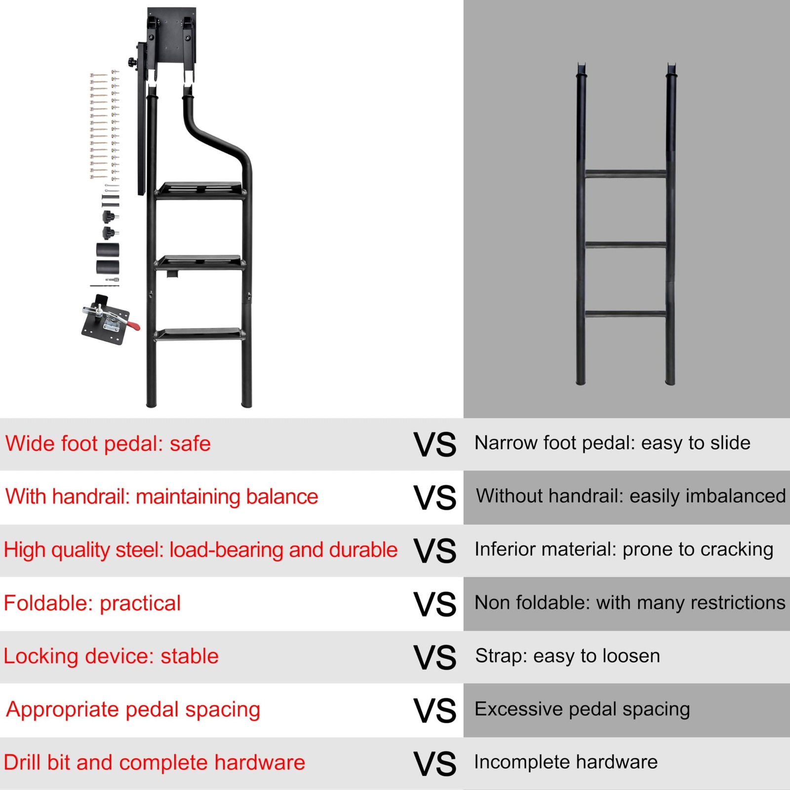 42” Universal Tailgate Ladders for Pickup Truck, Heavy Duty Foldable Pickup …