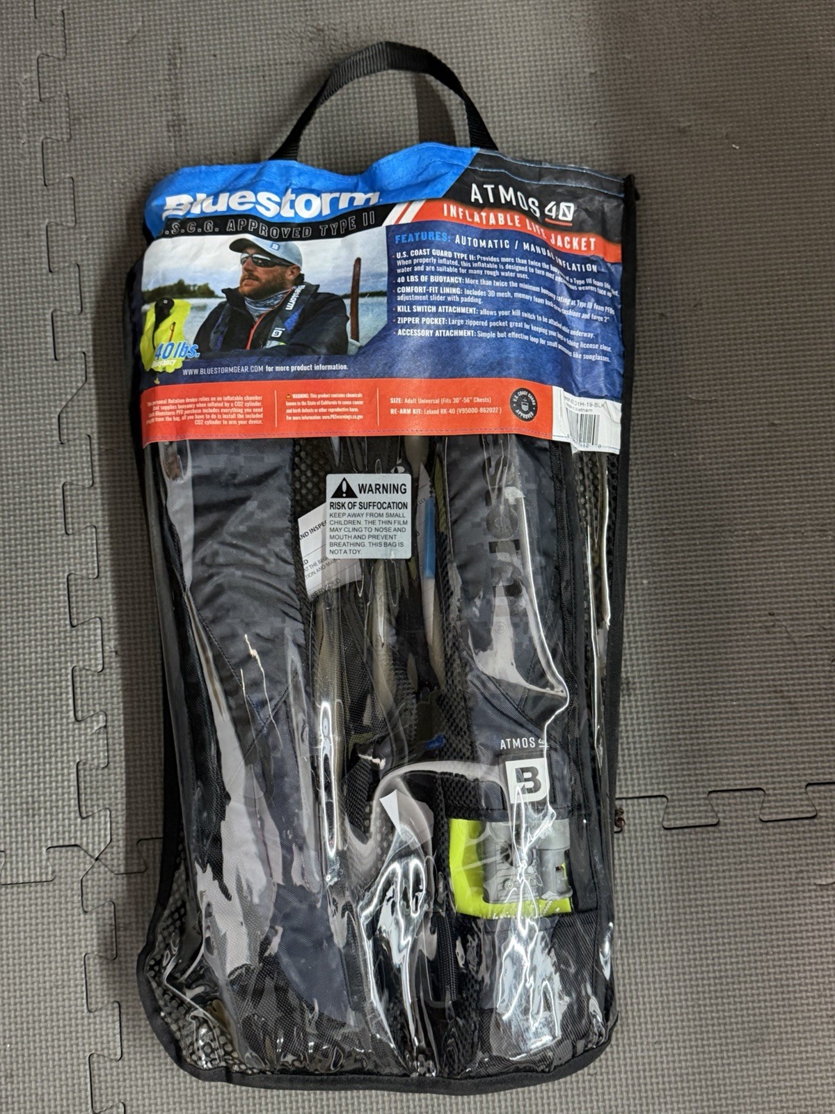 Bluestorm Atmos 40 Inflatable AUTOMATIC Life Jacket USCG Type 2 PFD, Apex Black