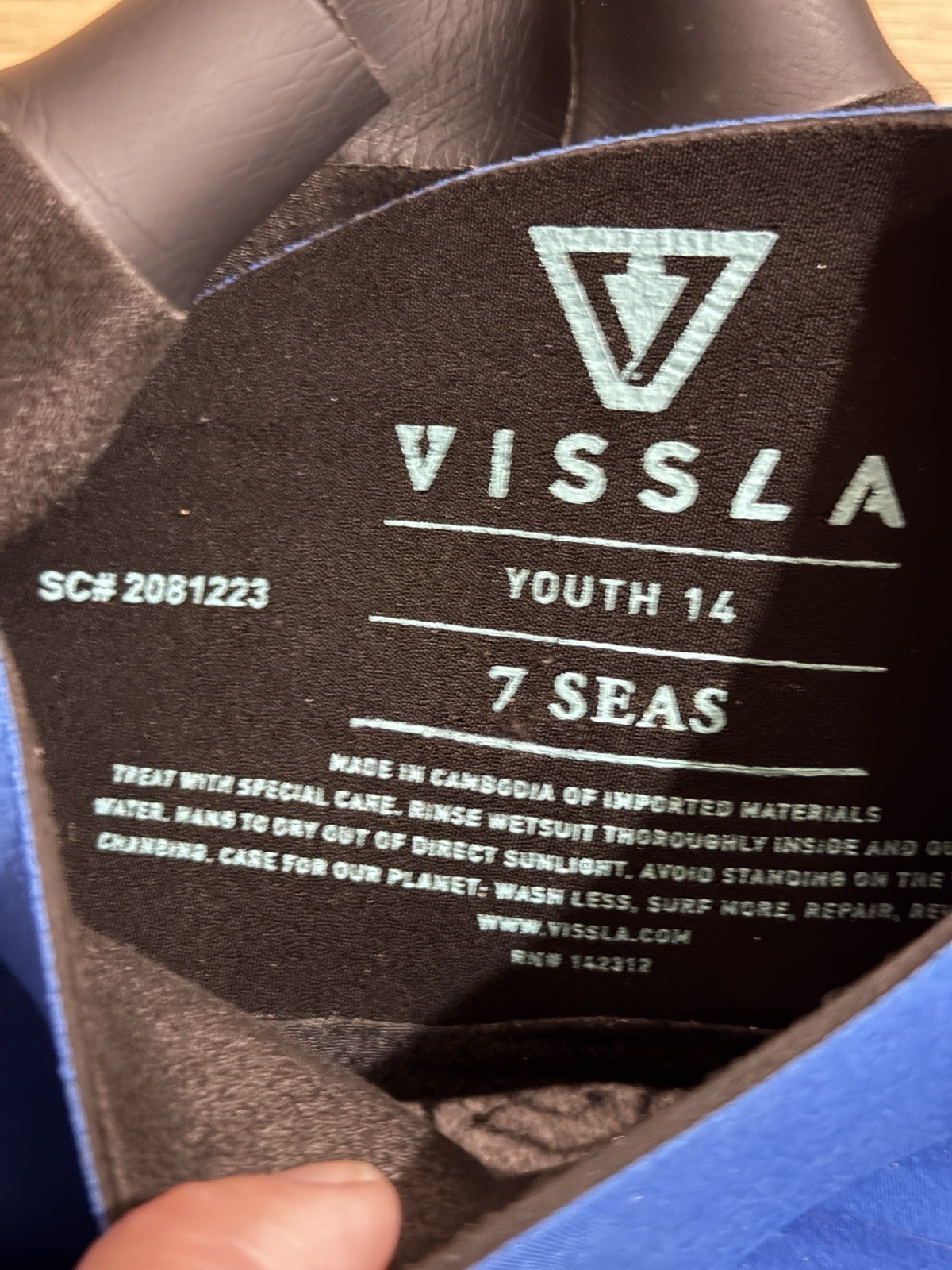 VISSLA 7 Seas Wetsuit Youth Boy Girl Kid Youth Size 14 Black Blue Fullsuit